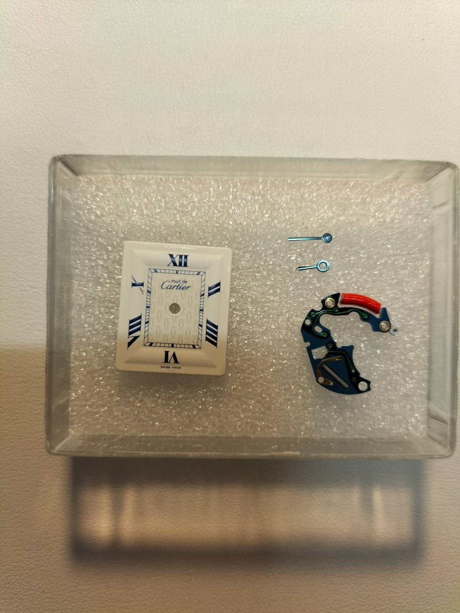 Cartier Must Tank MM 2416 Quartz Caliber 057 SV925 Leather Strap with Genuine Stainless Steel Buckle, White Roman Dial, Overhauled