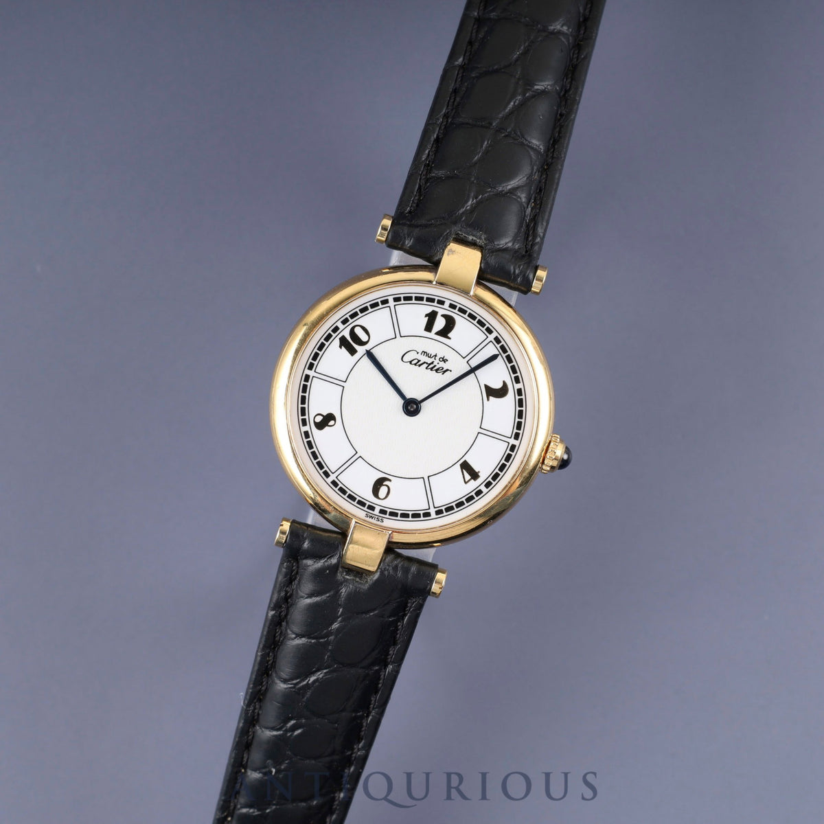 Cartier Must Vendôme VLC LM W1009754 / 1861 Quartz Caliber 90 SV925 Leather Strap with Genuine D-buckle (GP) Arabic Dial Overhauled
