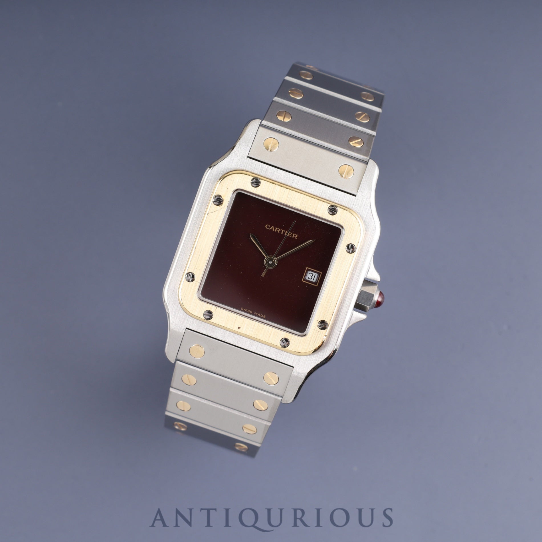 Cartier Santos Galbee LM AC23.80gr OR 0.750 4.05gr Automatic SS/YG SS/YG Garnet dial Bordeaux dial Complete service (full maintenance) completed at Cartier boutique