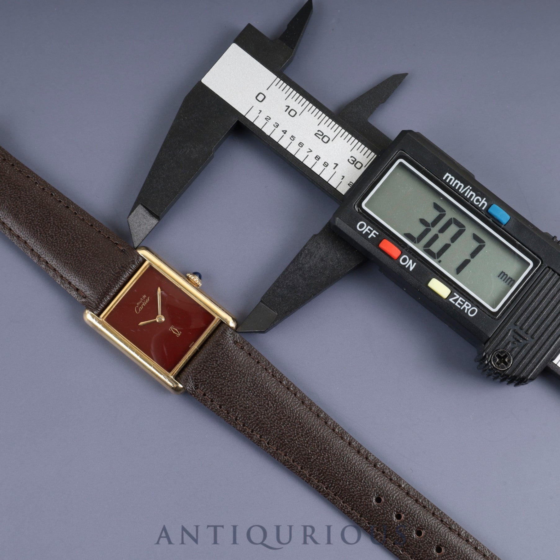 カルティエ マストタンク LM 手巻き Cal.78-1 SV925 革 純正尾錠(GP)ボルドー文字盤 ガーネットダイアル オーバーホール済み