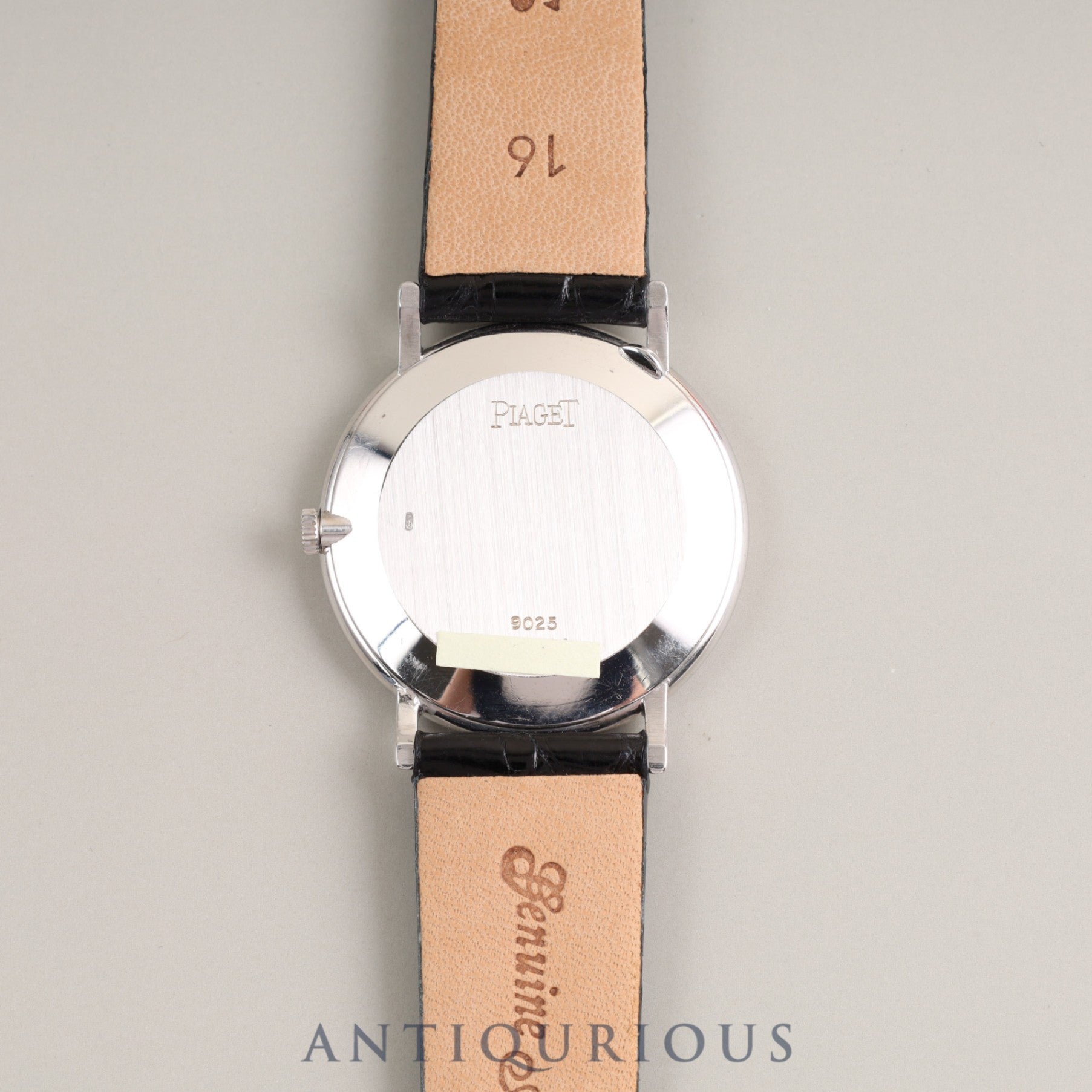 Piaget Round 9025 Manual Winding Cal.9P2 WG Leather Genuine Buckle (750) Black Dial