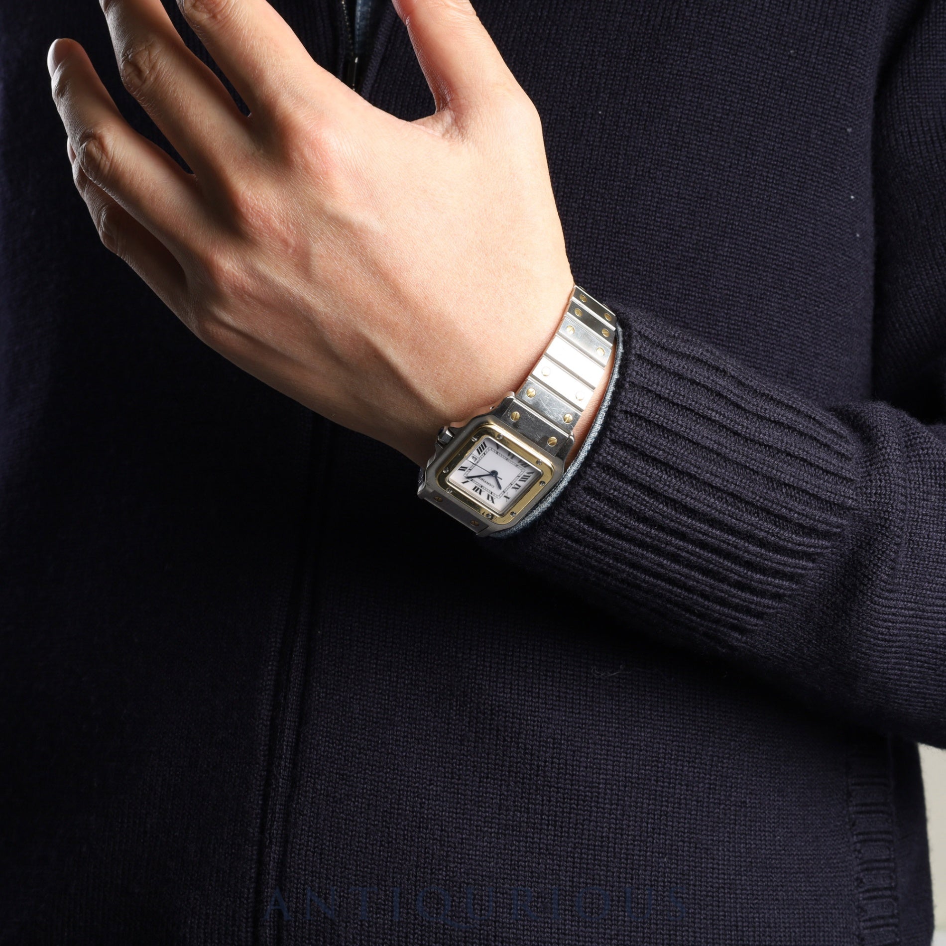 Cartier Santos Galbee LM 81036288 / 2961 Automatic SS / YG White Roman Dial Completely serviced at a Cartier boutique