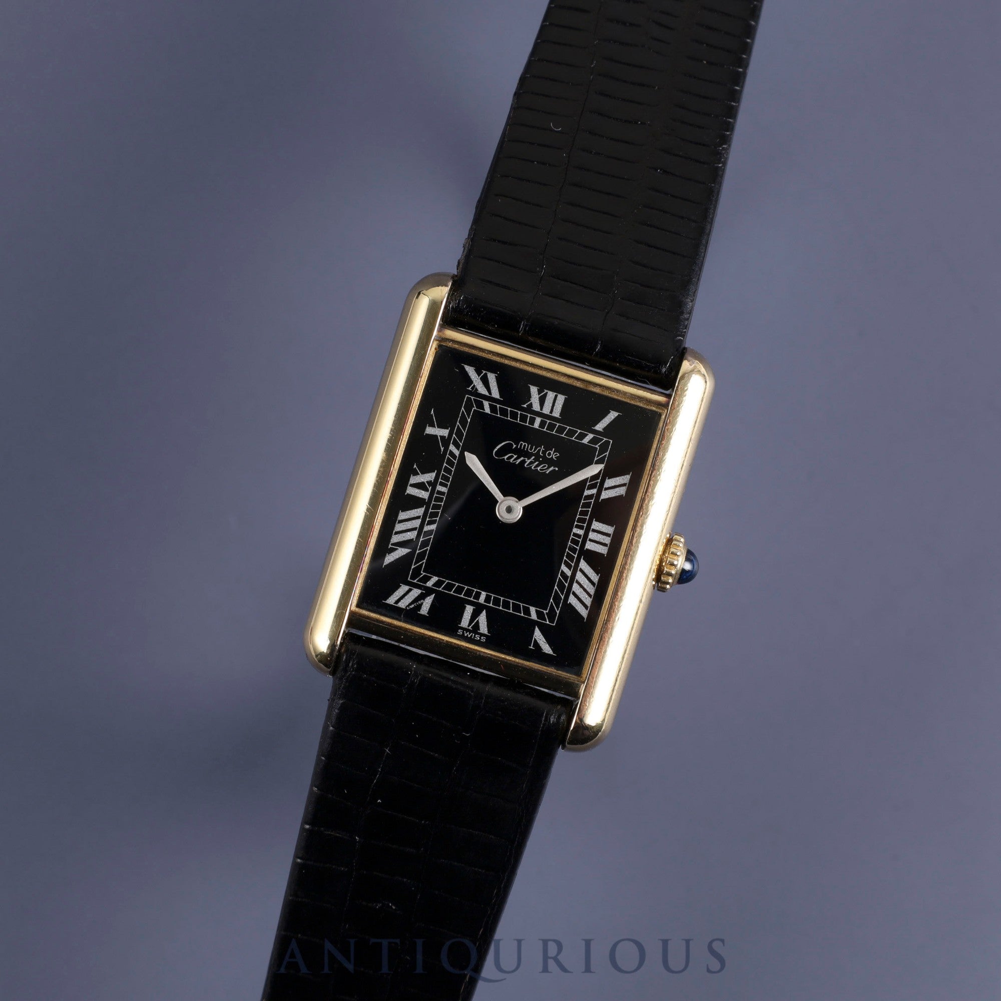 Cartier Must Tank LM 81974913 Manual winding Cal.78-1 Leather Genuine buckle (GP) Black Roman dial Warranty (no date) Overhauled