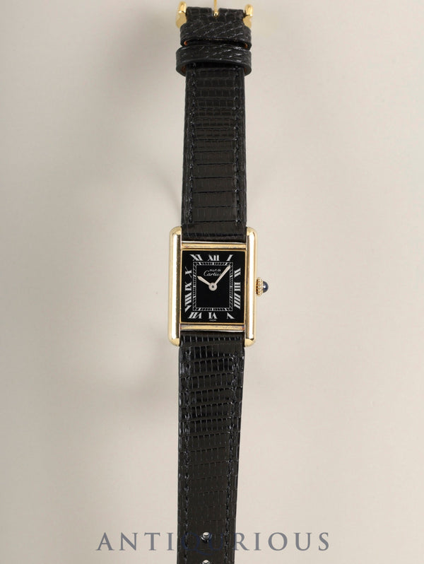 Cartier Must Tank SM Manual winding SV925 Cal.78-1 / 2512-1 SV925 Leather Genuine pin buckle (GP) Black Roman dial (SWISS marking) Overhauled