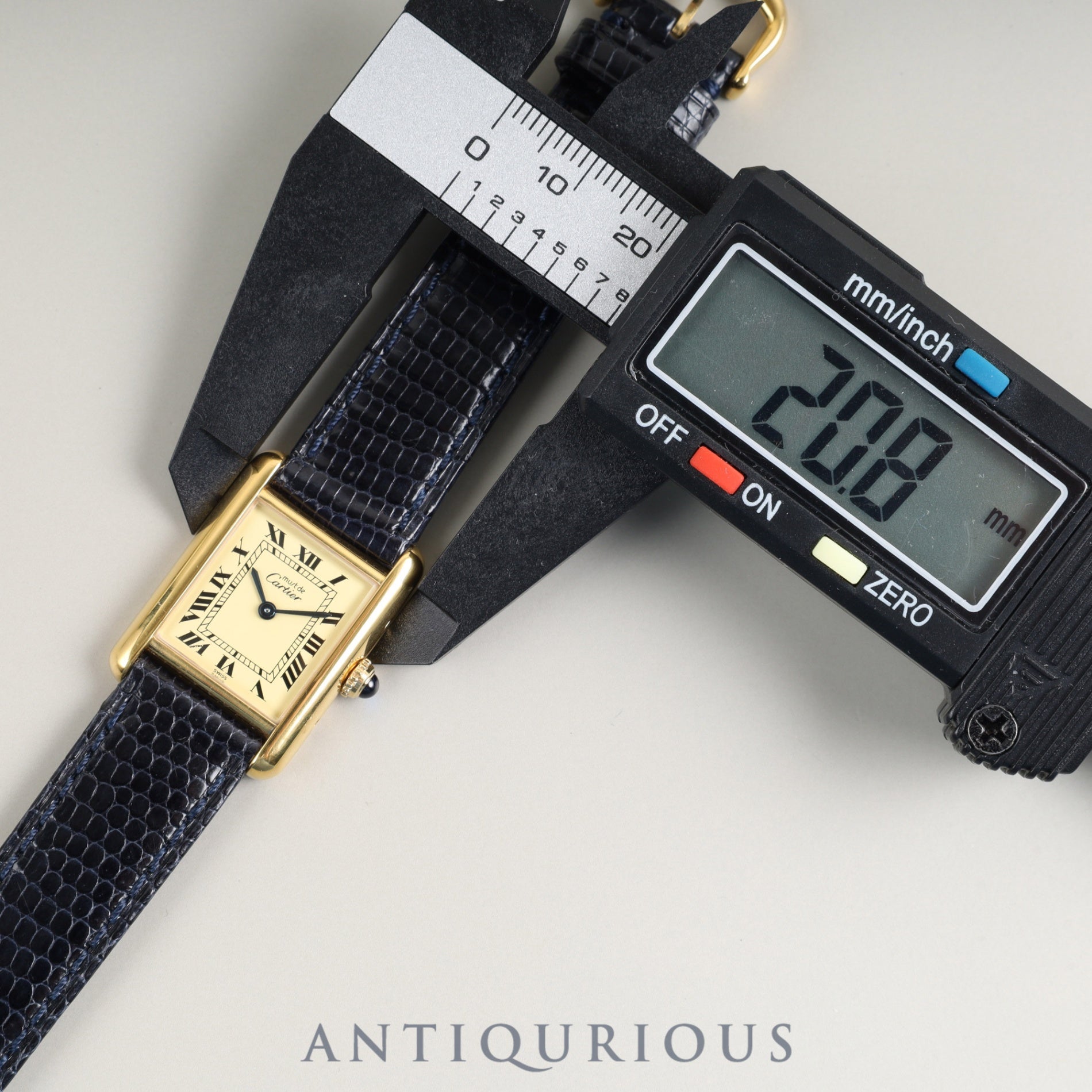 Cartier Must Tank SM W1003153 / 5057001 Quartz Caliber 057 SV925 Leather Strap with Genuine GP Buckle Ivory Roman Dial Overhauled and Finished to Look Like New