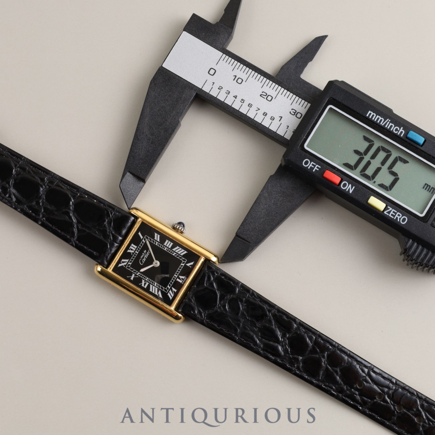 Cartier Must Tank LM Manual Winding Cal.78-1 925 Leather Black Roman Dial Overhauled Newly Finished