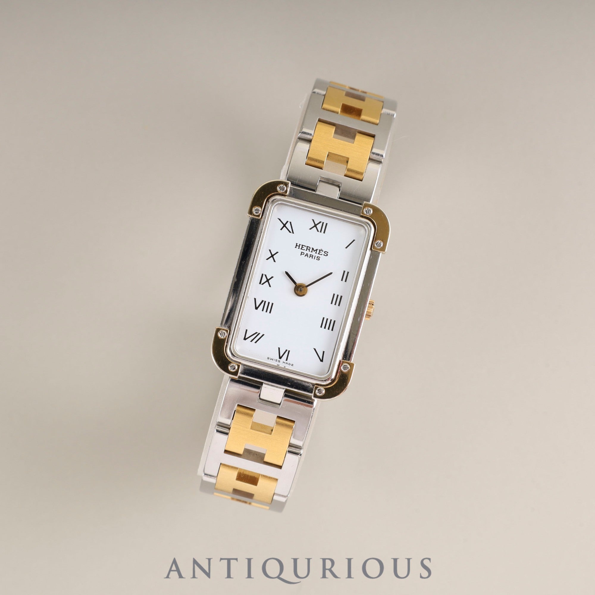 エルメス クロアジュール CR1.240 クォーツ Cal.976.001 SS/GP SS/GP ホワイト文字盤 オーバーホール済み