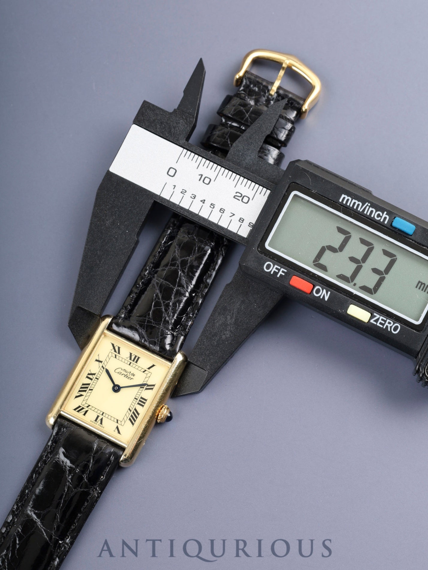 Cartier Must Tank LM 1615 Quartz SV925 Leather Genuine Pin Buckle (GP) Ivory Roman Dial (SWISS MADE) Overhauled, Complete Service (Full Maintenance) at Cartier Boutique