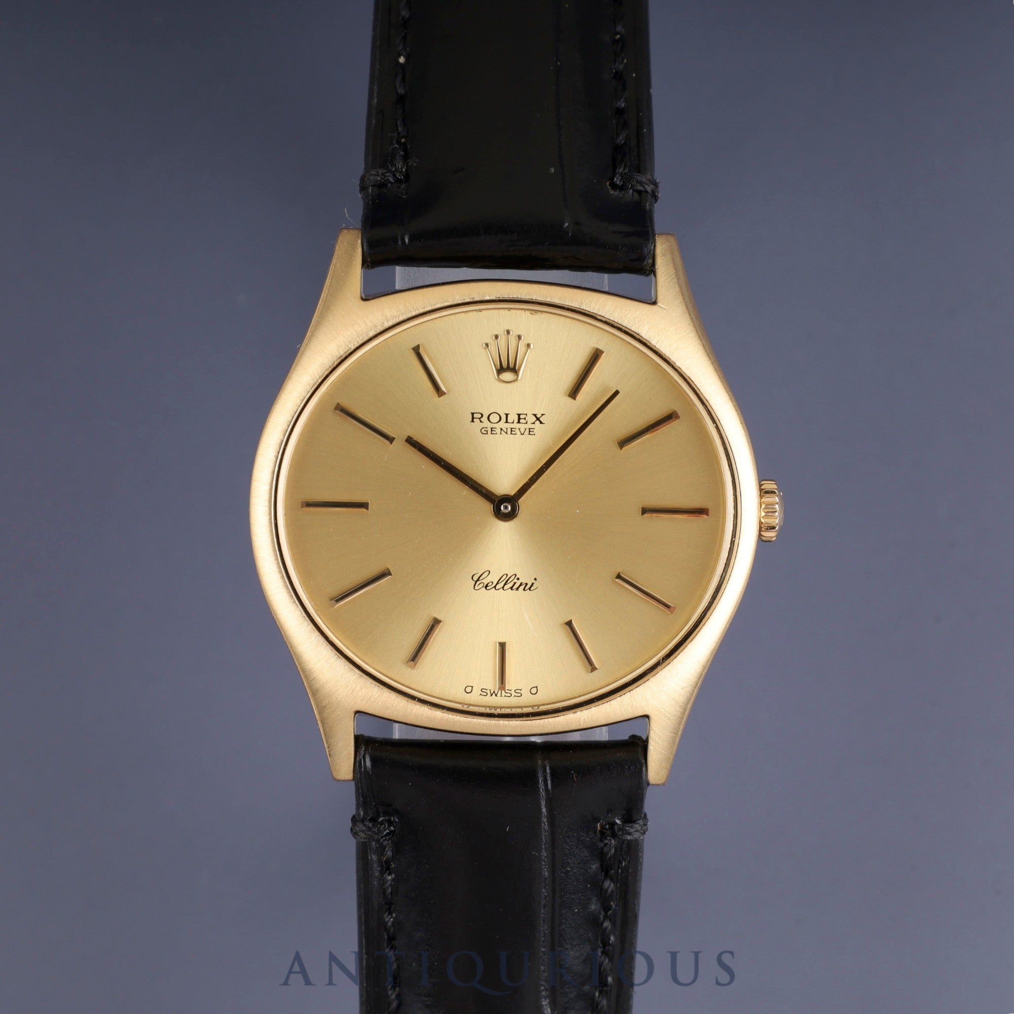 ロレックス チェリーニ 3806/8 手巻き Cal.1600 YG 革 純正尾錠(GP)シャンパン文字盤 40番台(1974年)オーバーホール済み