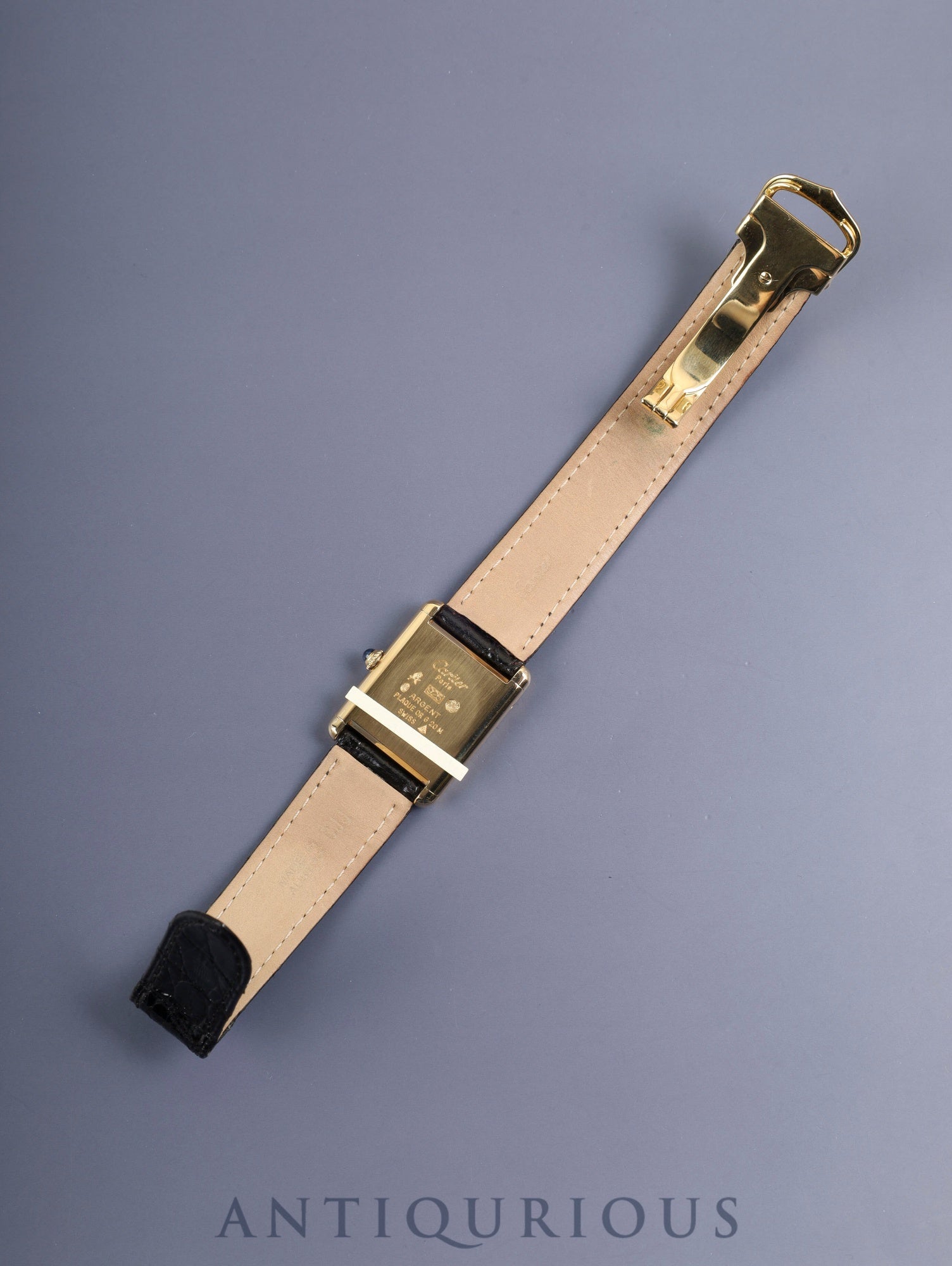 Cartier Must Tank LM 81974913 Manual Winding Cal.78-1 SV925 Original Leather Strap Original D-Buckle (GP) Black Roman Dial (SWISS marking) Overhauled