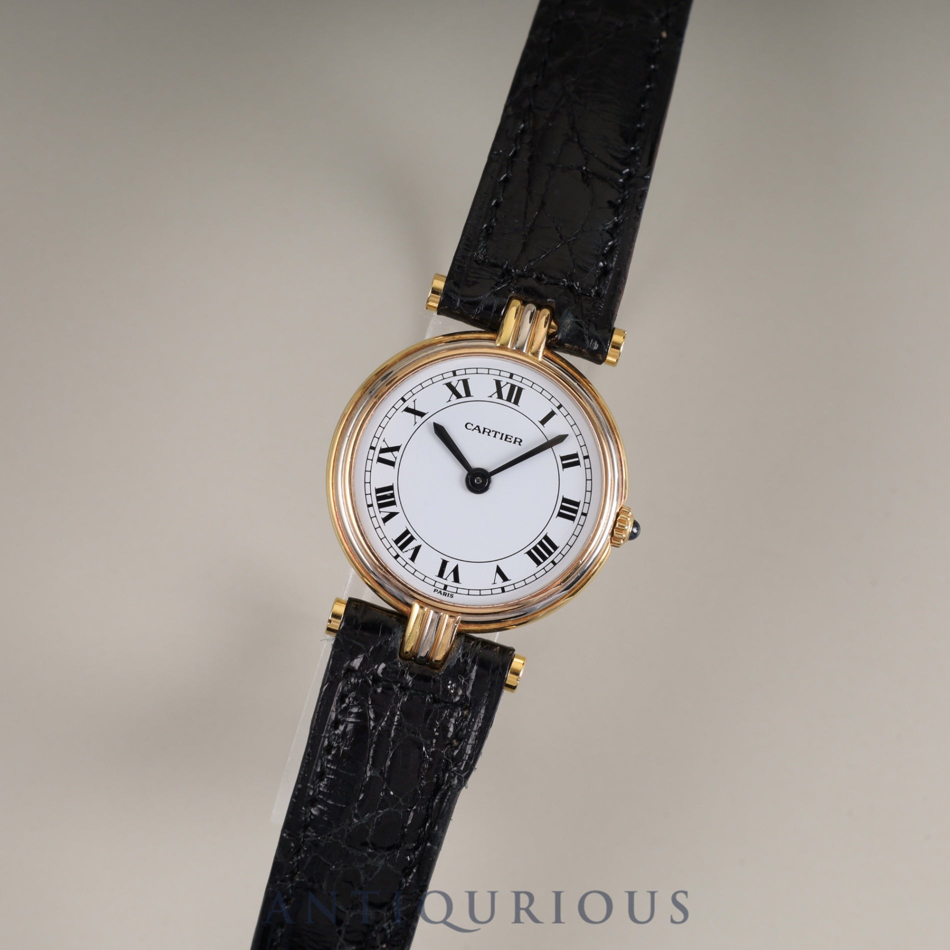 Cartier Vendome VLC SM Trinity 81004 Quartz Cal.81 750 Genuine leather strap Genuine buckle (GP) White Roman dial Overhauled