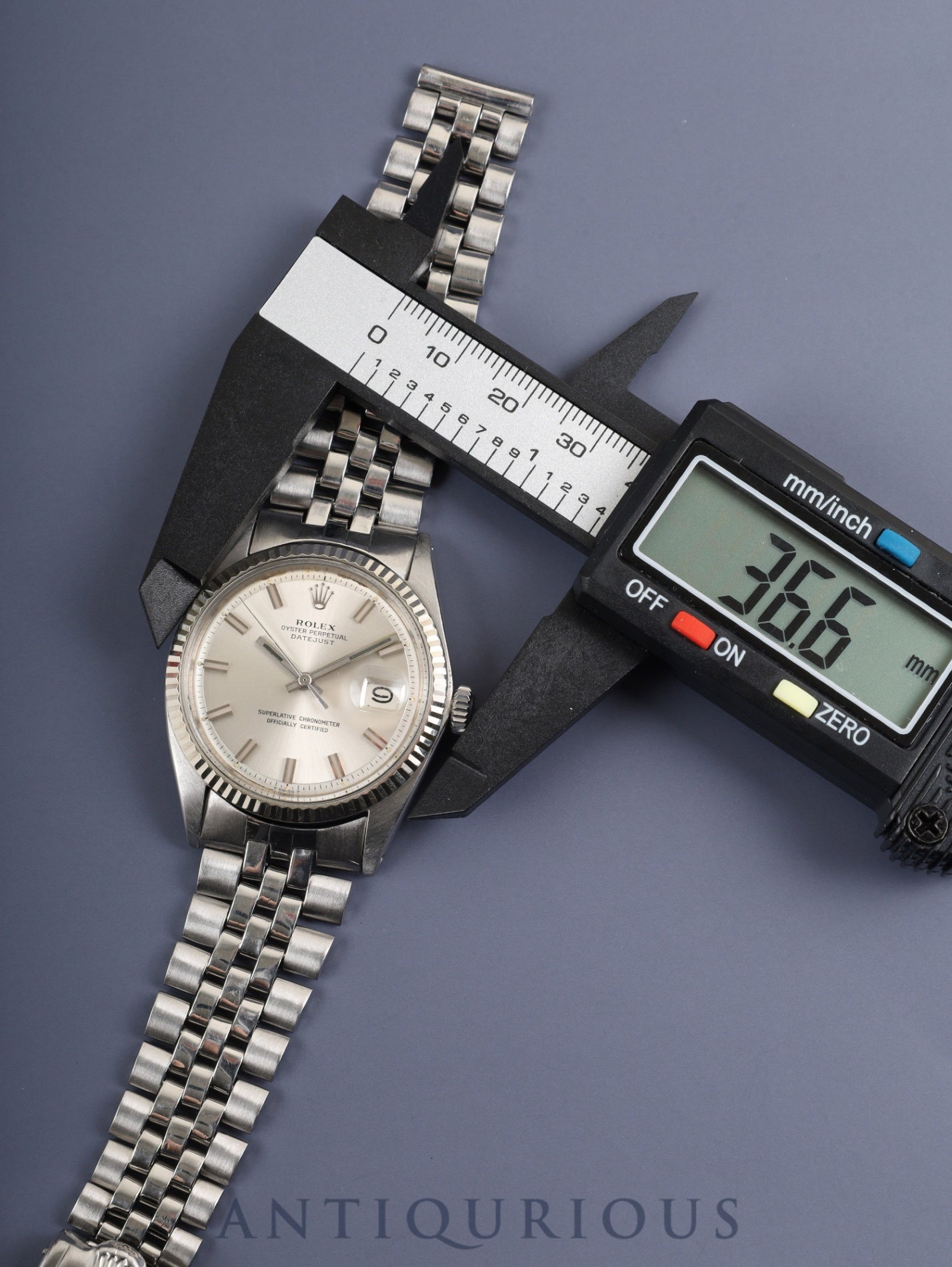 Rolex Datejust 1601 Wide Boy Automatic Caliber 1570 Stainless Steel/White Steel Silver Dial No. 27 (1969) Overhauled