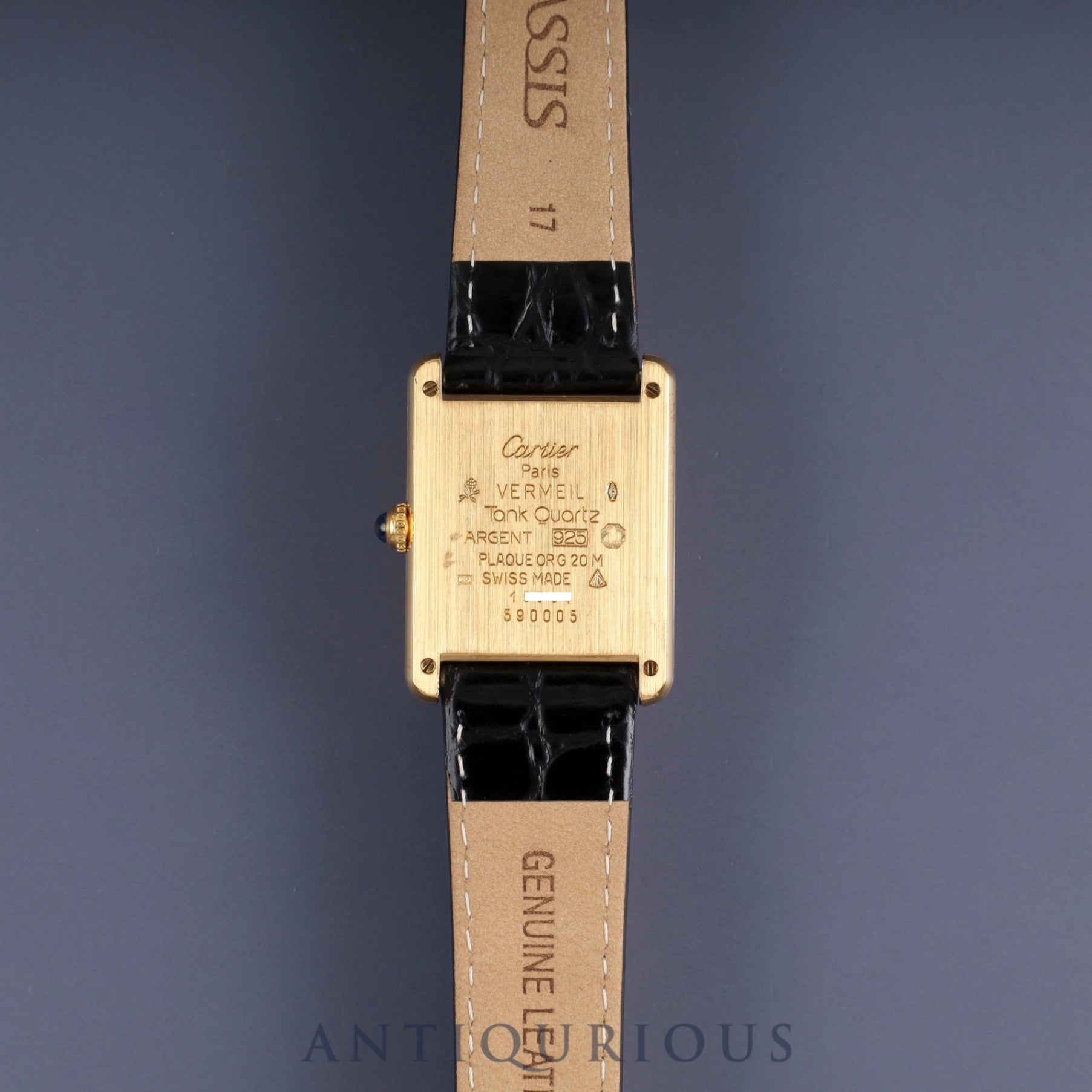カルティエ マストタンク LM 590005 クォーツ Cal.90 SV925 革 純正尾錠(GP)アラビア文字盤 オーバーホール済み 新品仕上げ済み