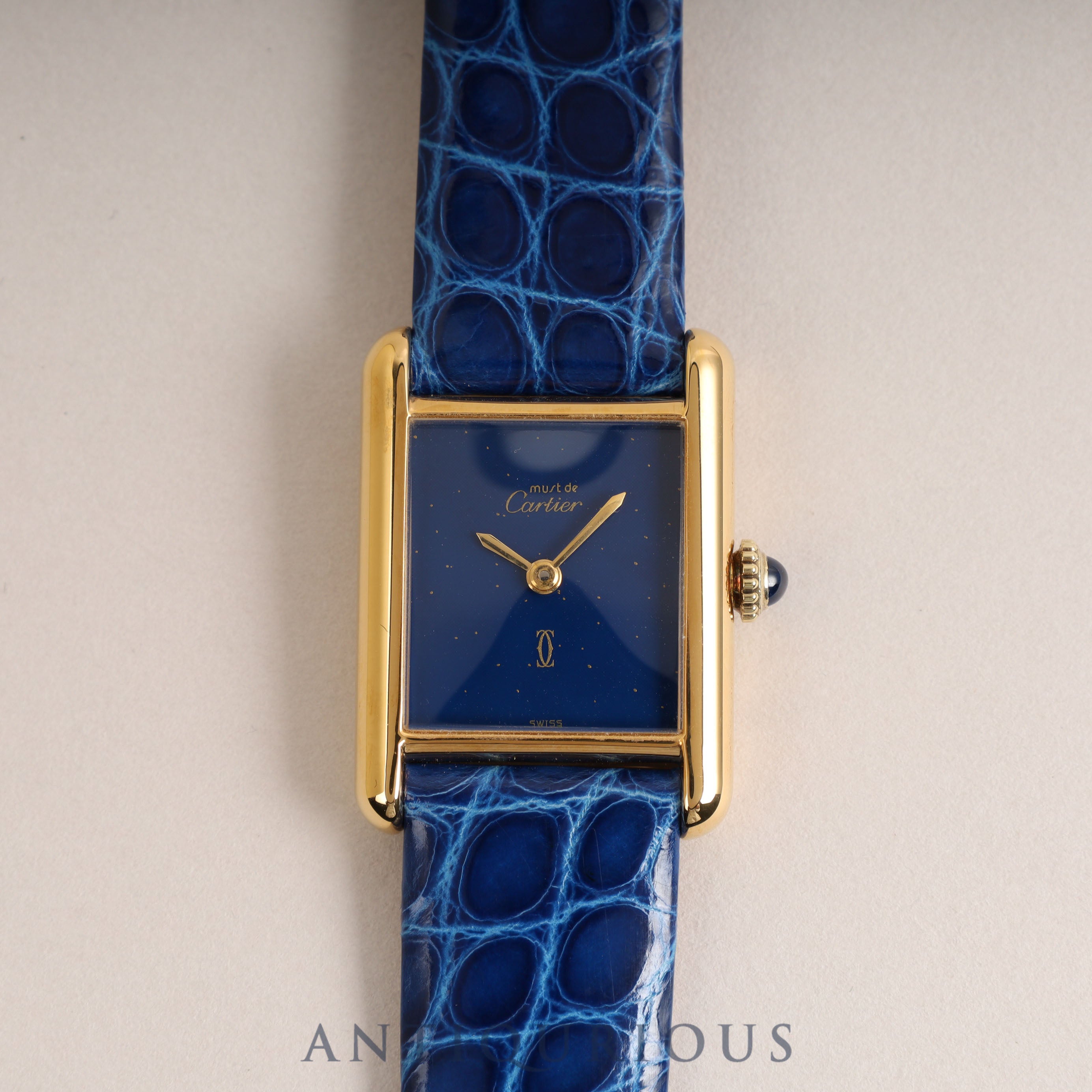Cartier Must Tank SM Manual Winding Lapis Lazuli Dial
