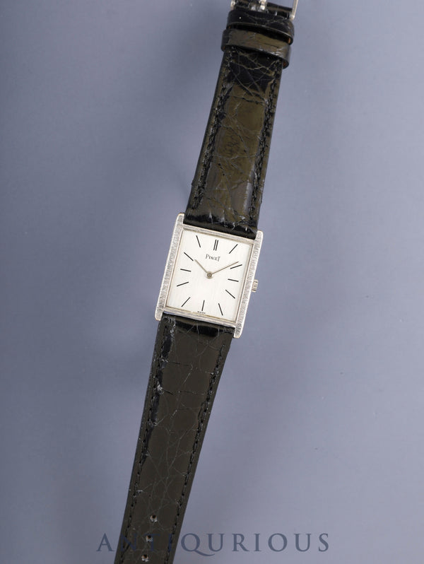 ピアジェ レクタンギュラー 9294 手巻き Cal.9P 750WG 革 純正ピンバックル(Pm850)シルバー文字盤 オーバーホール済み