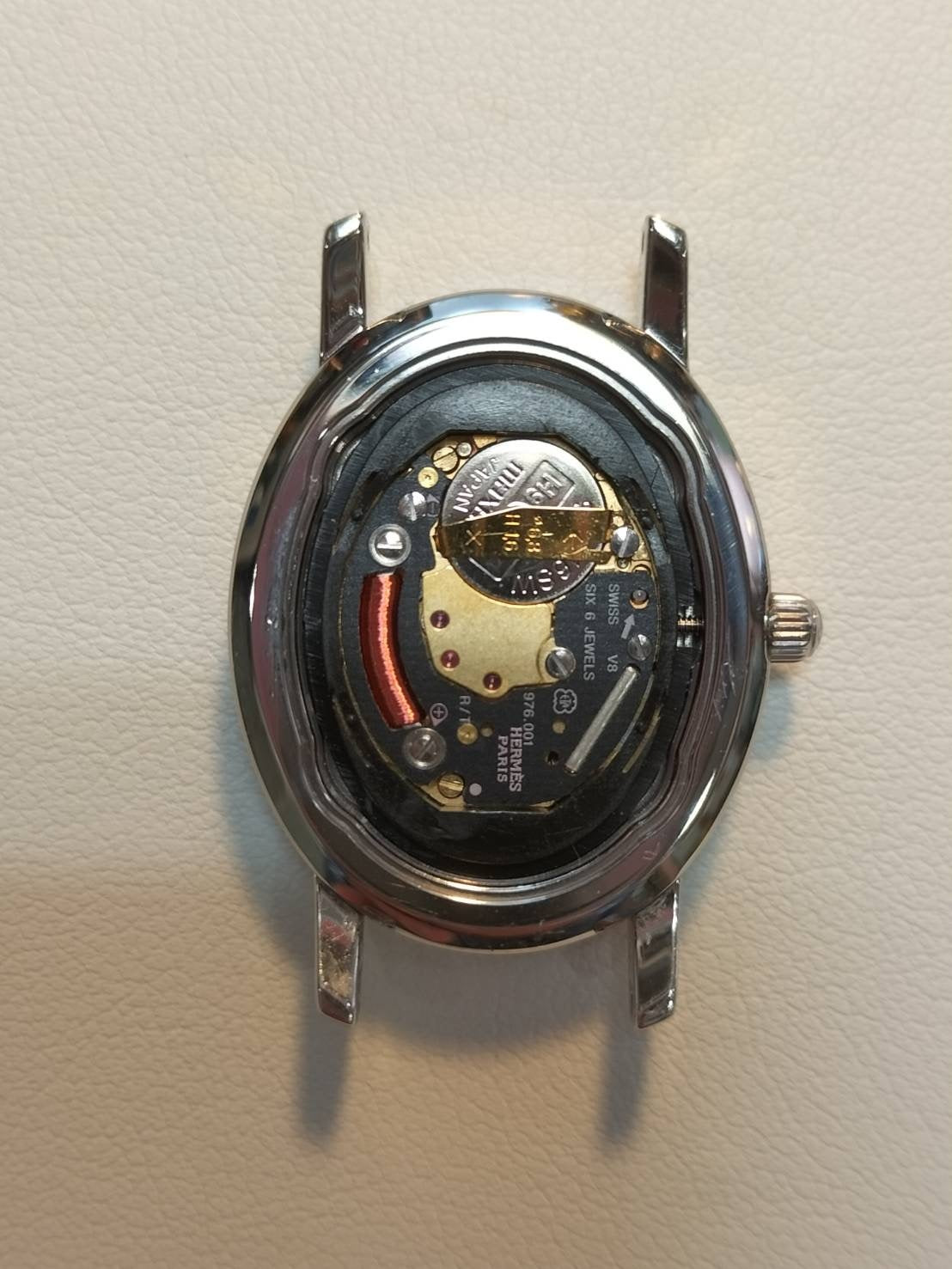 Hermes Clipper Oval CO1.210 Quartz Cal.976.001 SS SS White Guilloche Dial Overhauled