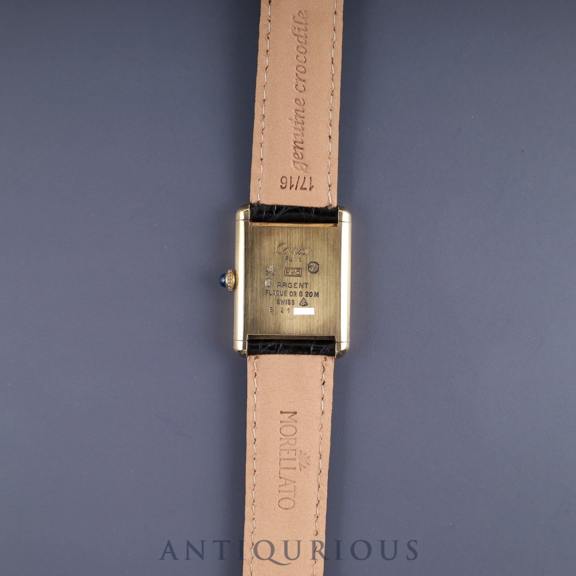 Cartier Must Tank LM Manual Winding Cal. 78-1 SV925 Leather Strap with Genuine GP Buckle Ivory Roman Dial Circa 1976-1981 Overhauled
