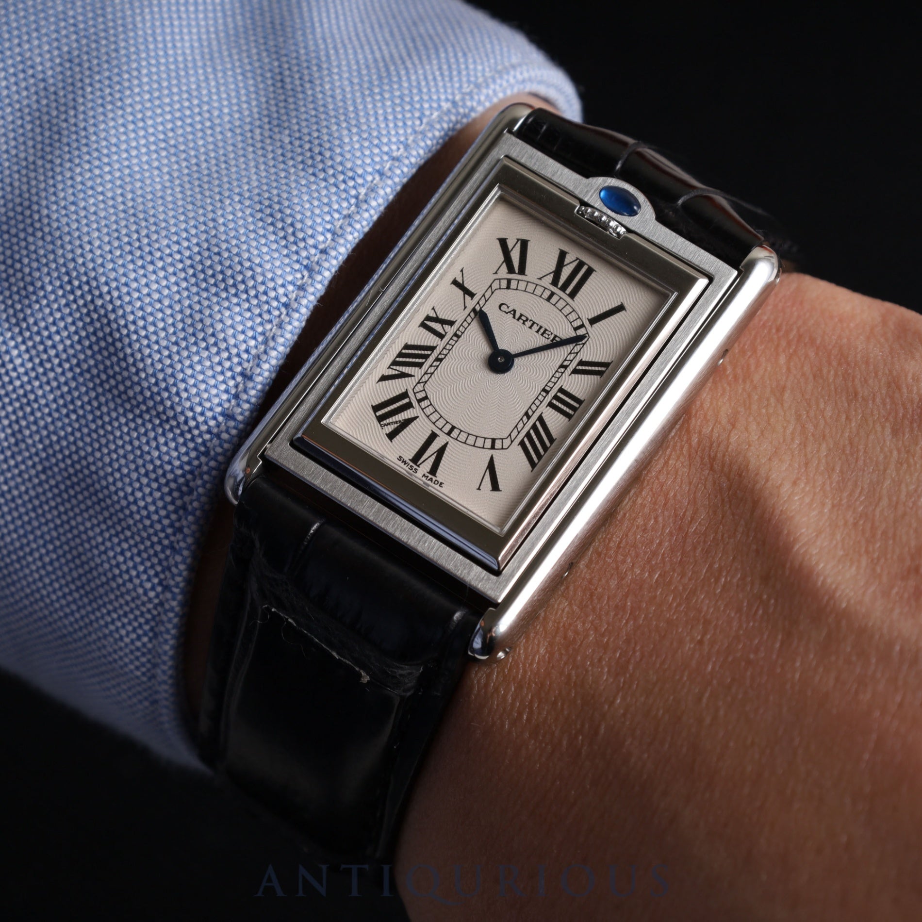 Cartier Tank Basculante LM W10X1358 / 2390 Manual winding SS Leather Genuine buckle (SS) Silver dial Box Complete service (full maintenance) completed at Cartier boutique
