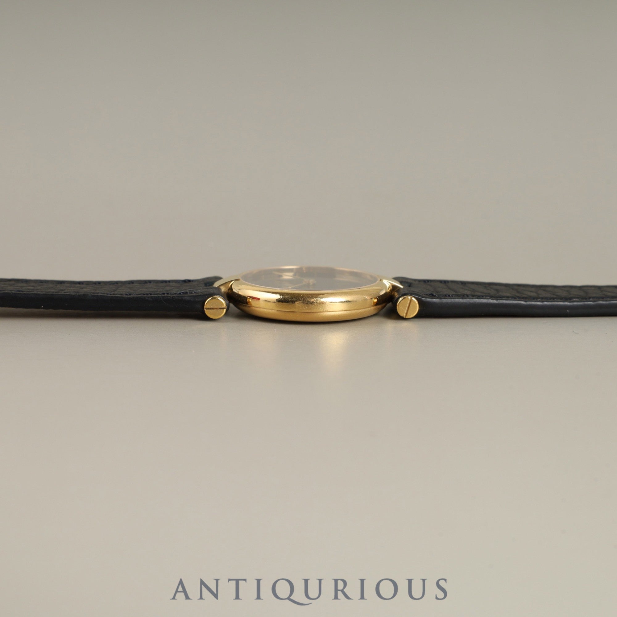 カルティエ マスト ヴァンドーム VLC SM クォーツ SV925 革 純正尾錠(GP) オニキス文字盤 箱 冊子 タグ 保証書(1985年) カルティエブティックにてコンプリートサービス済み