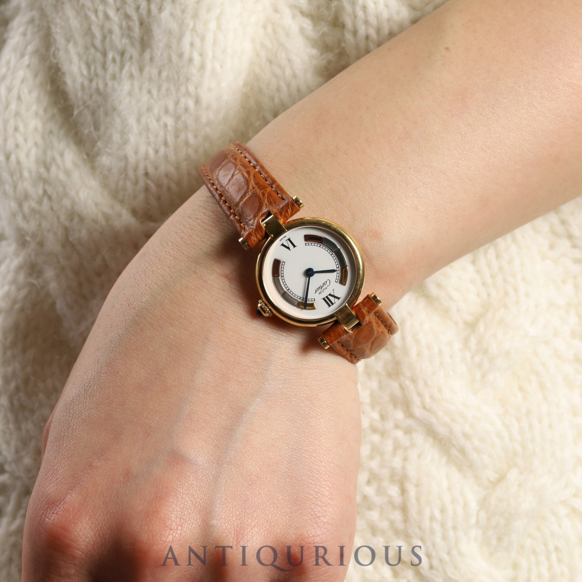 カルティエ マスト ヴァンドーム VLC SM 590004 クォーツ Cal.90 SV925 革 純正Dバックル(GP)トリニティ文字盤 冊子 オーバーホール済み