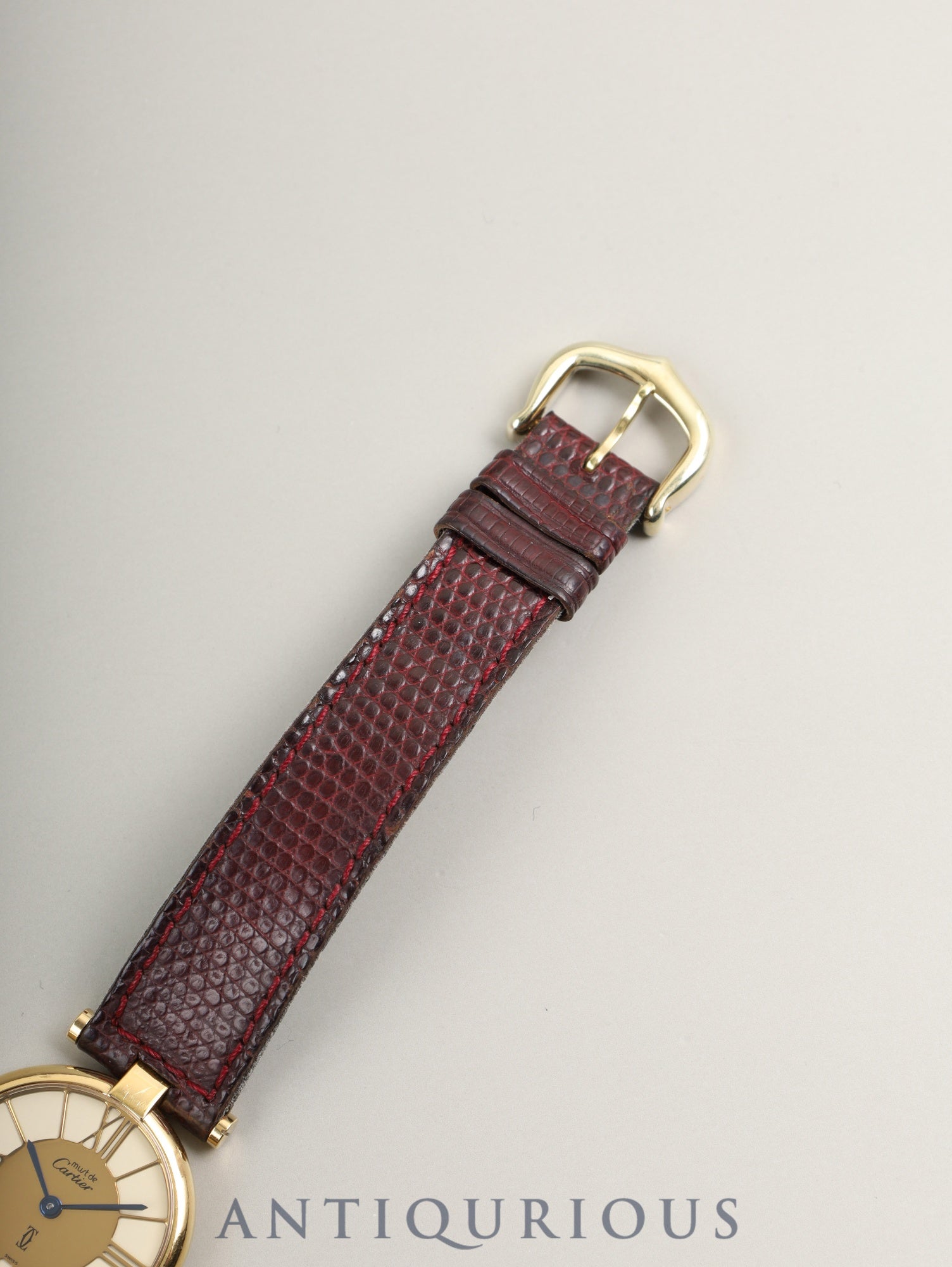 カルティエ マスト ヴァンドーム VLC SM 18 クォーツ SV925 革 純正尾錠(GP)アイボリークロワゾネ文字盤 カルティエブティックにてコンプリートサービス(フルメンテナンス)済み