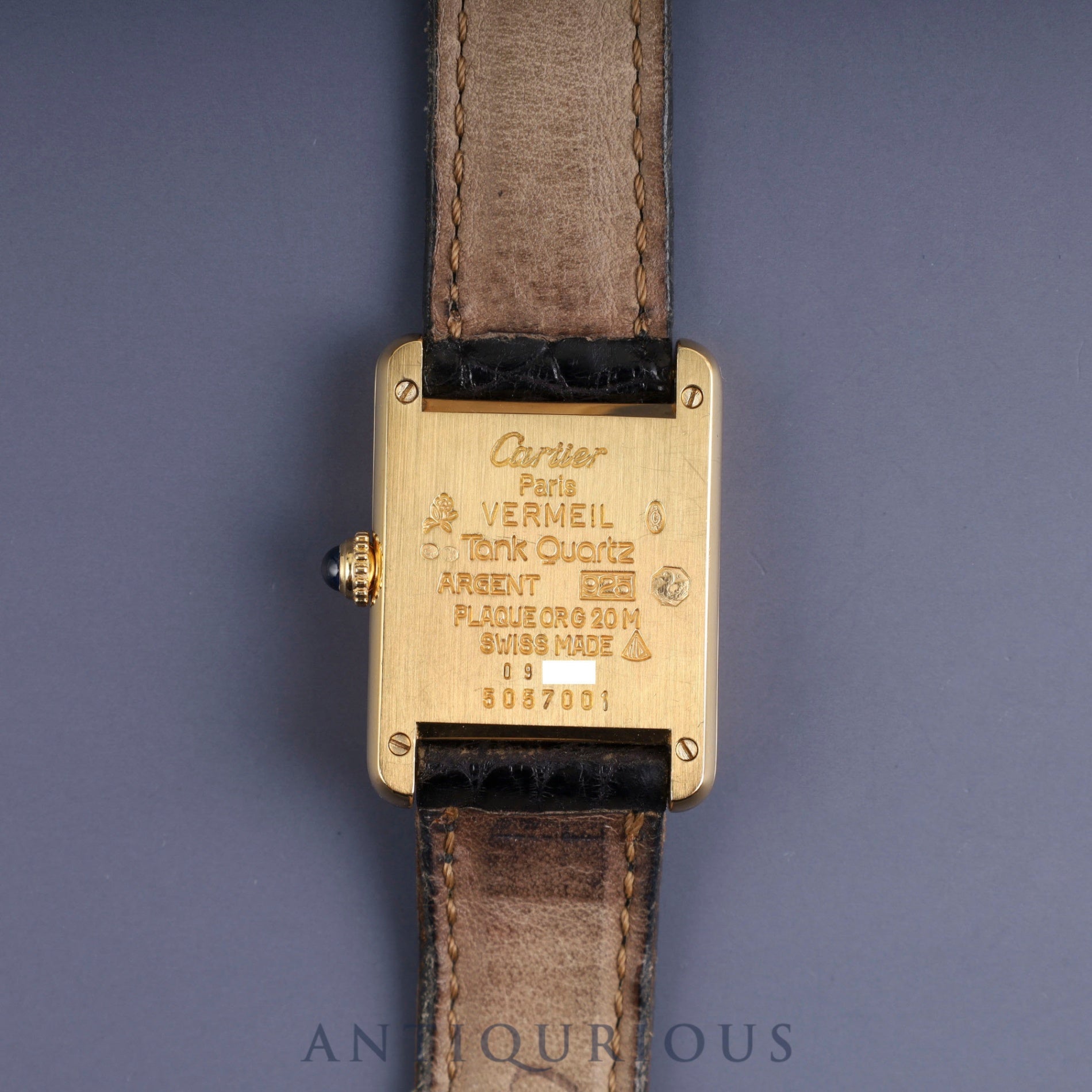 Cartier Must Tank SM 5057001 Quartz Cal.057 SV925 Genuine leather strap Genuine buckle (GP) Front Trinity dial Warranty card (no date) Overhauled