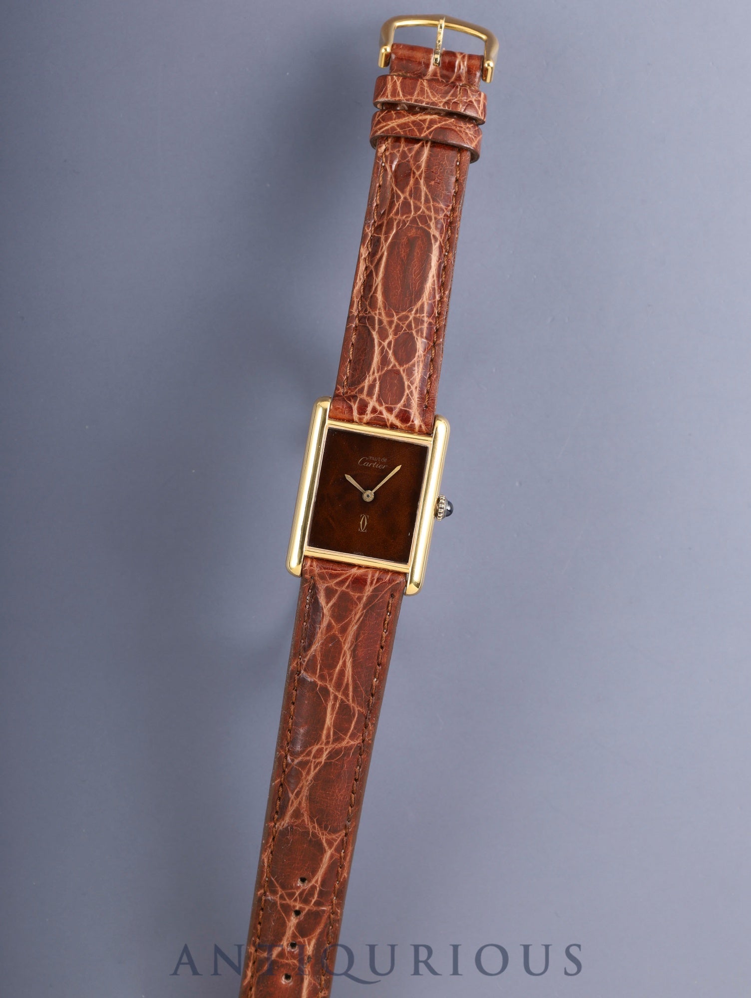 Cartier Must Tank LM Hand-wound Cal.78-1 SV925 Leather Original pin buckle (GP) Mahogany dial (SWISS inscription) Box Warranty (undated) Booklet Overhauled Polished