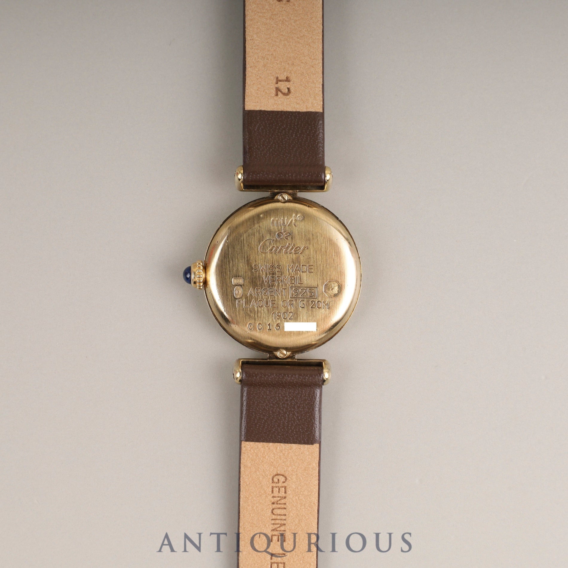 カルティエ マストコリゼ W1009954 / 1902 クォーツ Cal.690 SV925 革 純正尾錠(GP)ホワイト飛びローマンCC文字盤 オーバーホール済み