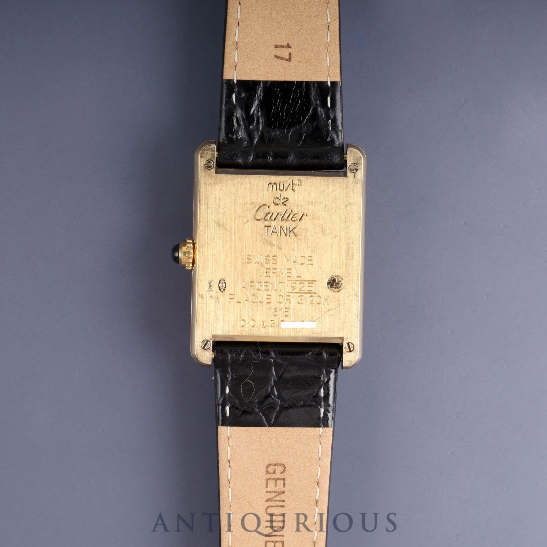 Cartier Must Tank LM W1002753 / 1615 Quartz SV925 Leather Genuine buckle (GP) Ivory Roman dial Warranty (1996) Complete service (full maintenance) completed at Cartier boutique