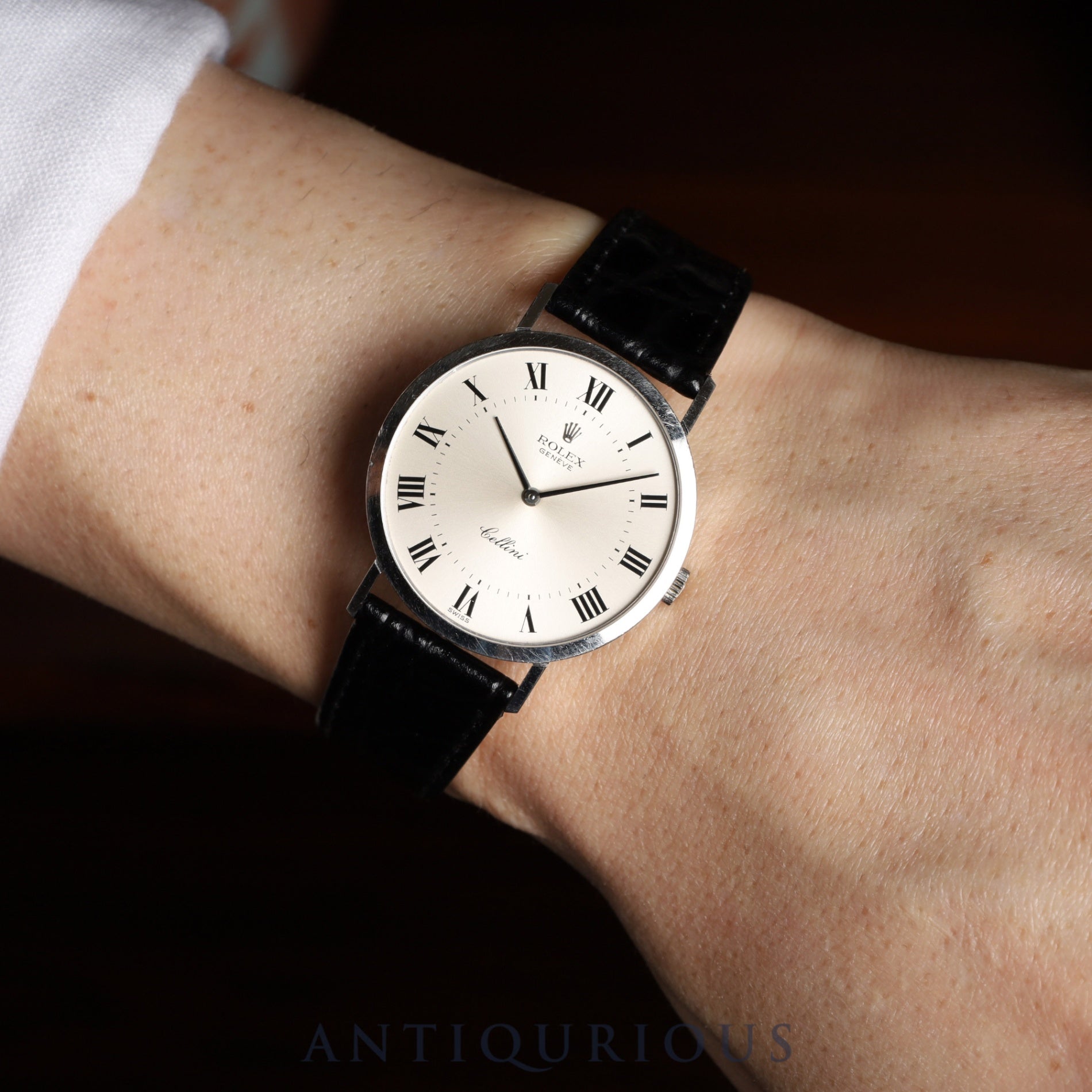 Rolex Cellini 4112 Manual Winding Caliber 1600 750 Leather Strap with Genuine Buckle (750) Silver Dial 42 Series (1974) Box Chief Overhauled