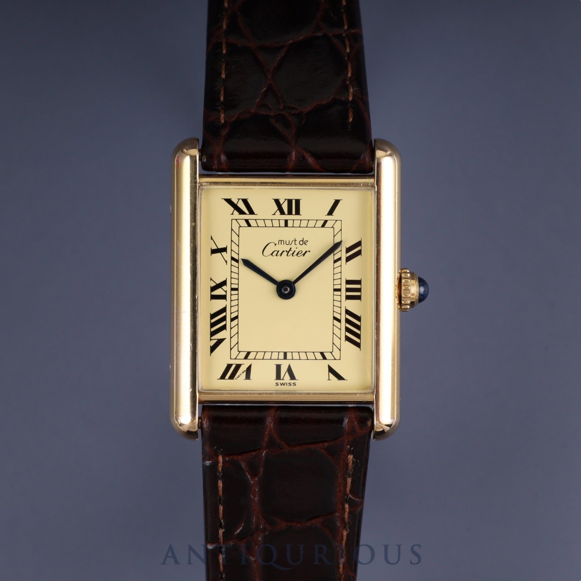カルティエ マストタンク LM W1002753 / 590005 クォーツ Cal.90 SV925 革 純正尾錠(GP)アイボリーローマン文字盤 オーバーホール済み