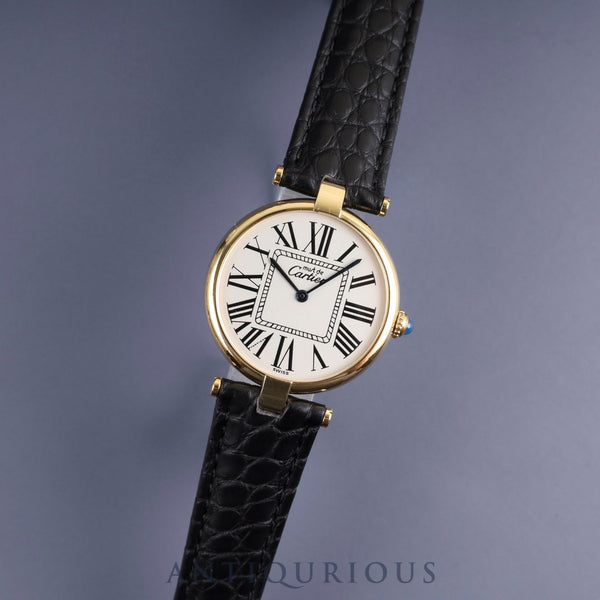 Cartier Must Vendome VLC LM 590003 Quartz Cal.690 SV925 Leather Genuine D-buckle (GP) Opalan dial Overhauled