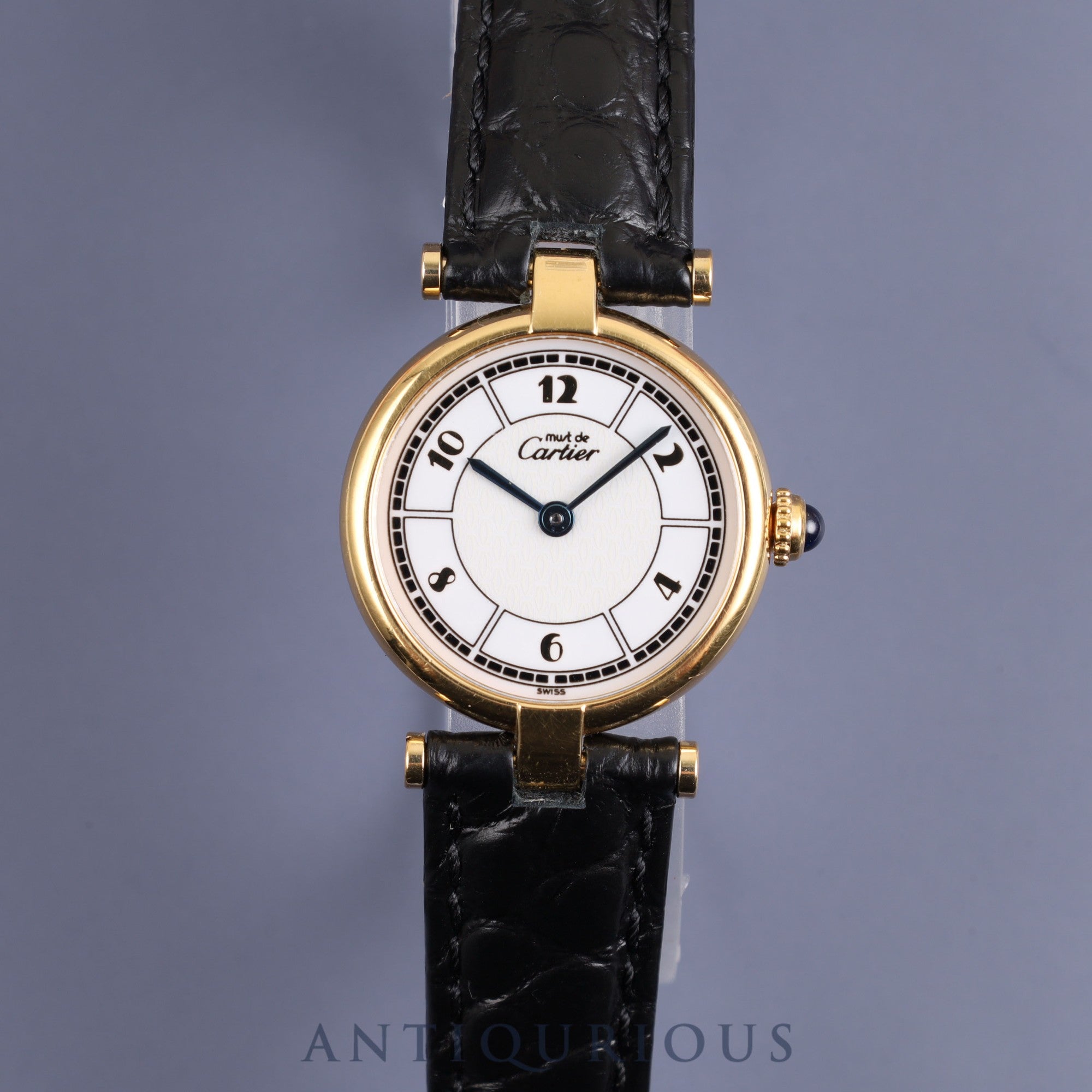 Cartier Must VLC Vendome SM W1009854 / 1851 Quartz SV925 Leather Genuine D Buckle (GP) Arabic CC Dial Mid 1980s to 1994 Box Overhauled