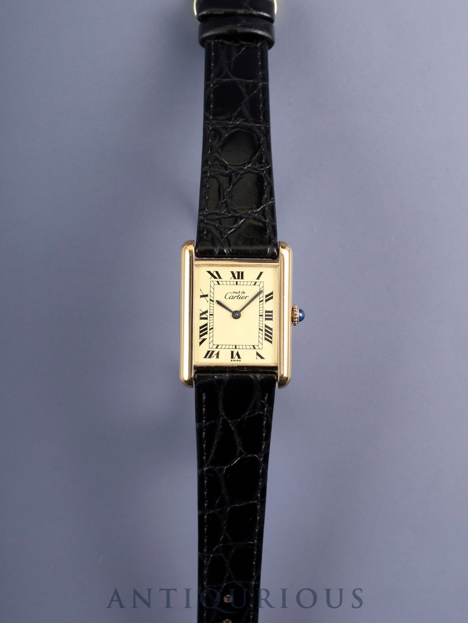 カルティエ マストタンク LM 手巻き Cal.78-1 SV925 革 純正ピンバックル(GP)アイボリーローマン文字盤(SWISS表記 ) 箱 冊子 カード オーバーホール済み