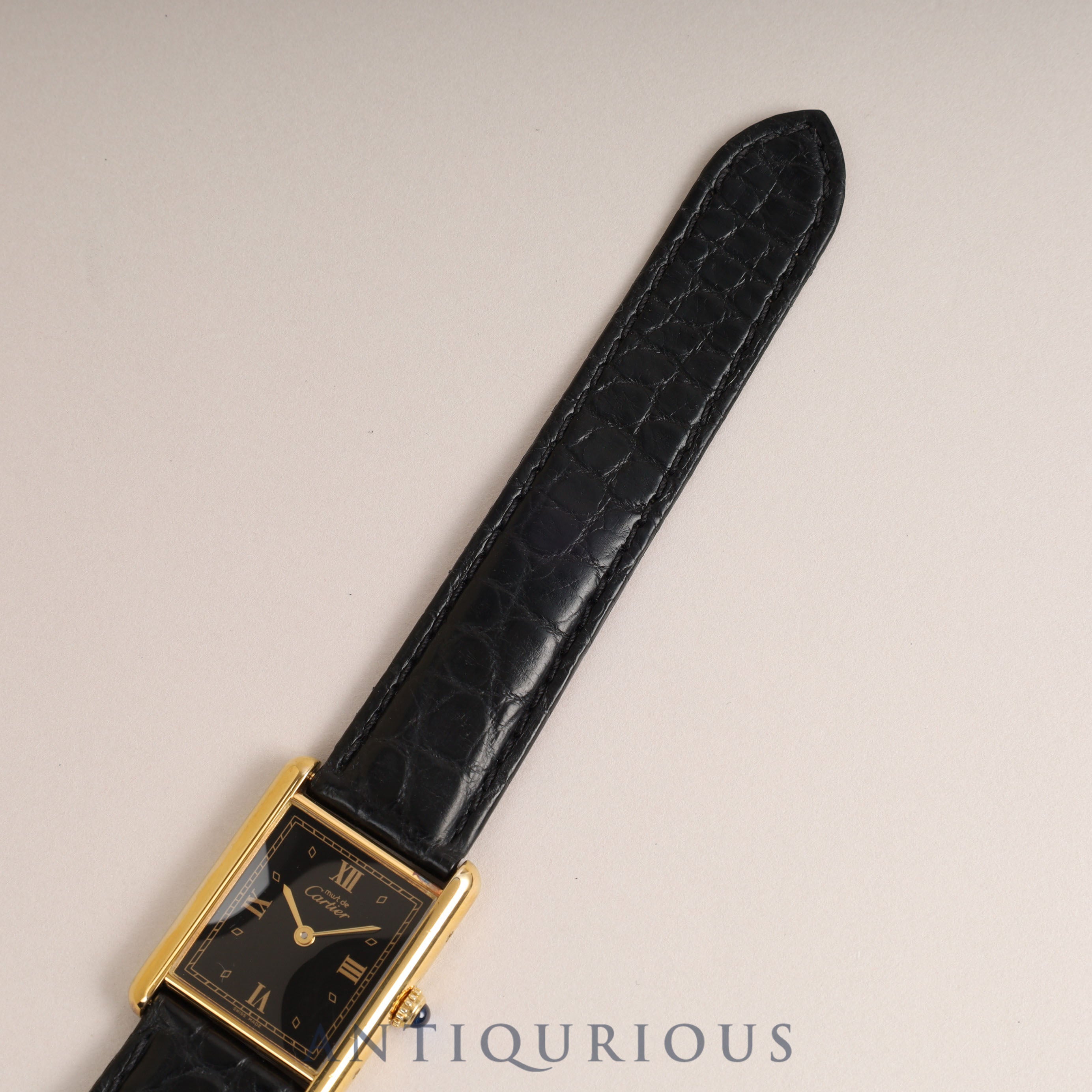 Cartier Must Tank LM QZ Black Roman Dial Fully Serviced