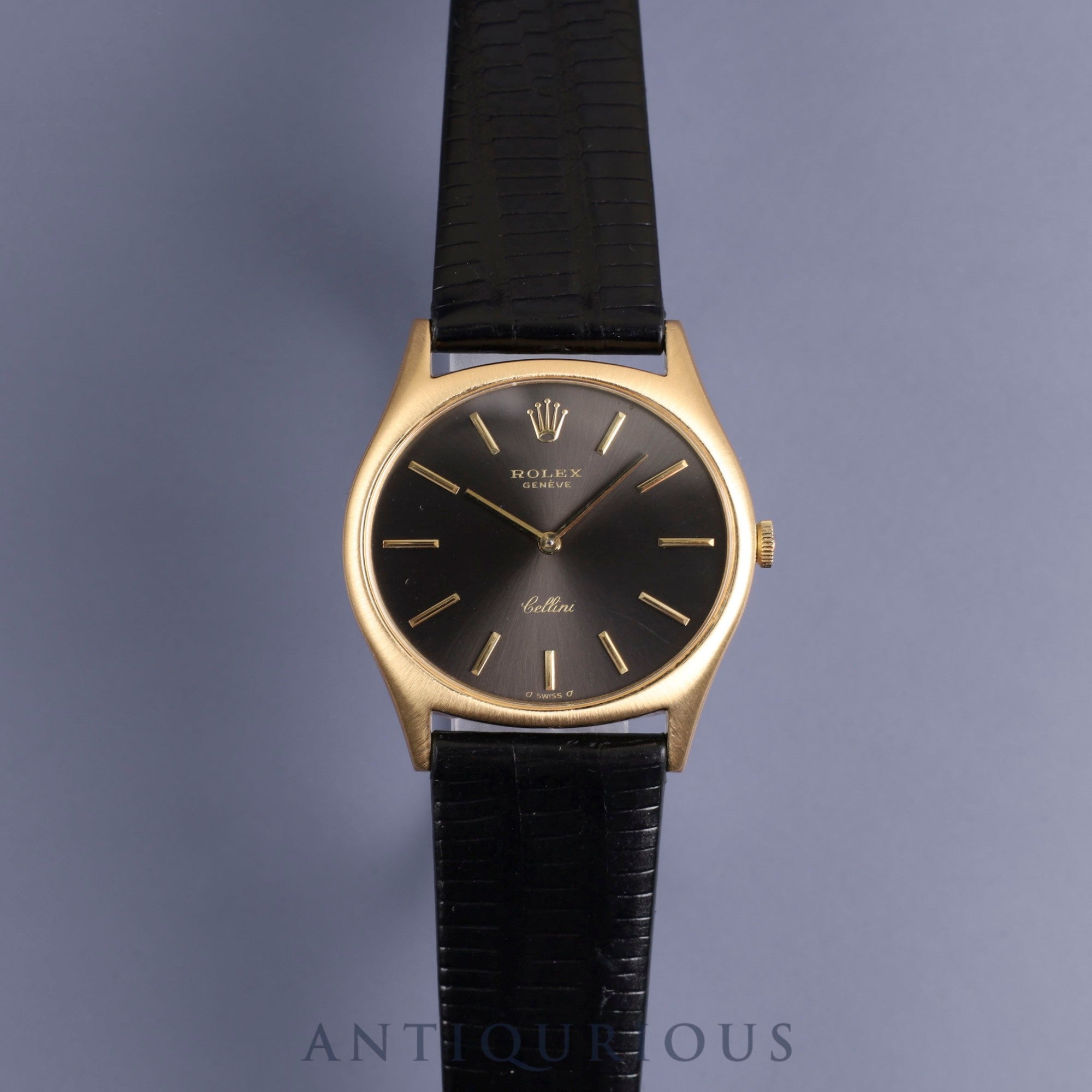 Rolex Cellini 3806/8 Manual winding Cal.1600 750 Leather Genuine buckle (GP) Black dial No. 40 (1974) Box International service warranty (2013) Overhauled