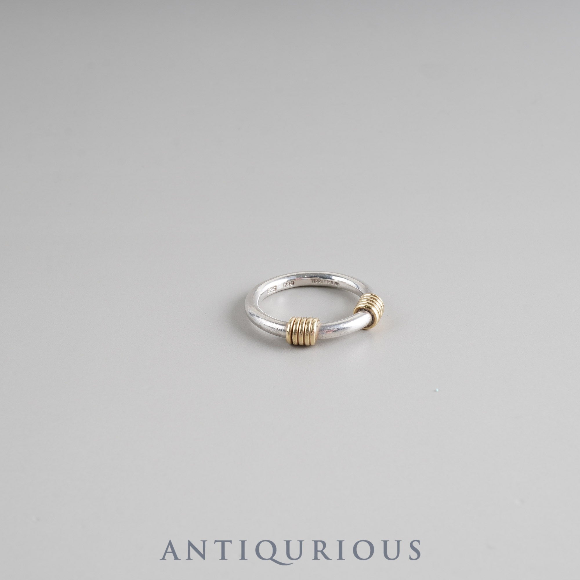 Tiffany Ring Band with 2 Wire Combination SV925/750 Size 7.5 with Box