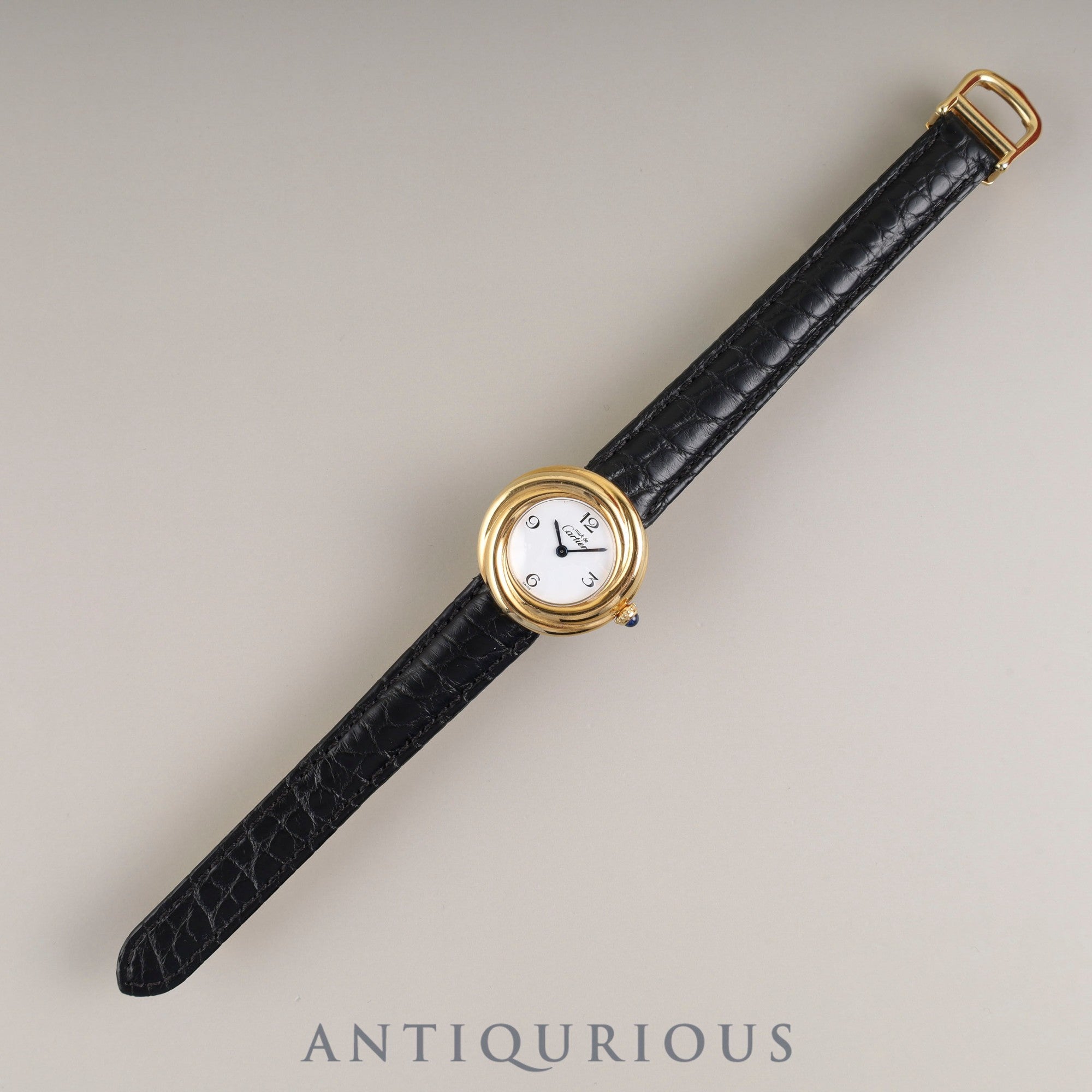 カルティエ マストトリニティ W1010844/2735 クォーツ Cal.157.06 SV925 革 純正Dバックル(GP) ホワイト文字盤 箱 オーバーホール済み