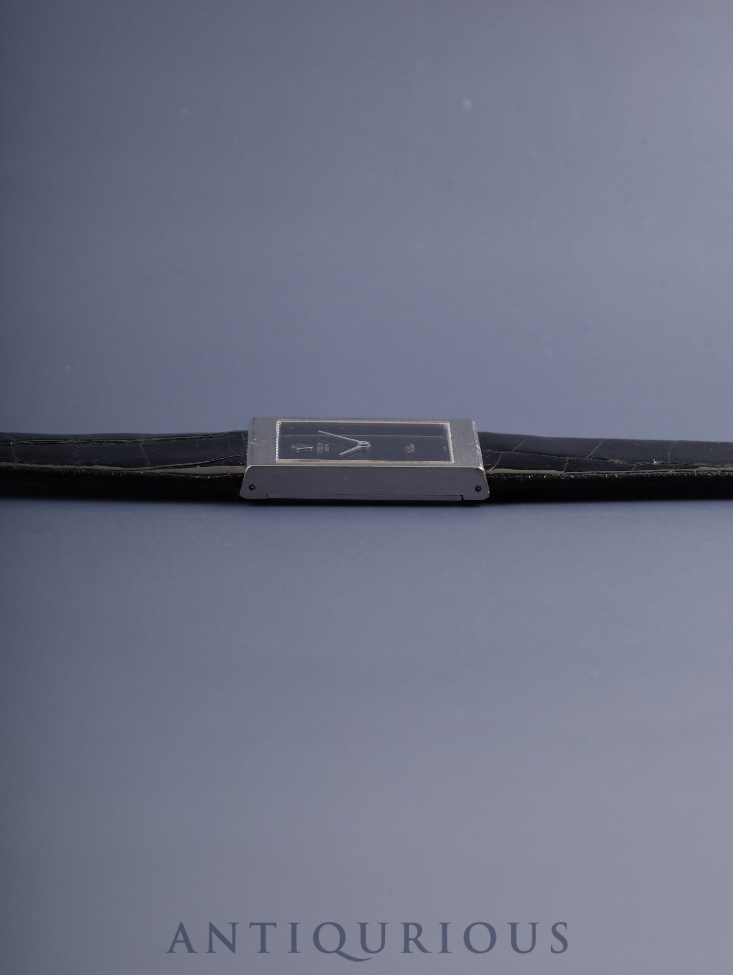 Rolex Cellini 4014 Manual Winding Caliber 1600 750WG Leather Strap with Genuine GP Buckle Black Dial No. 33 (1971) Overhauled