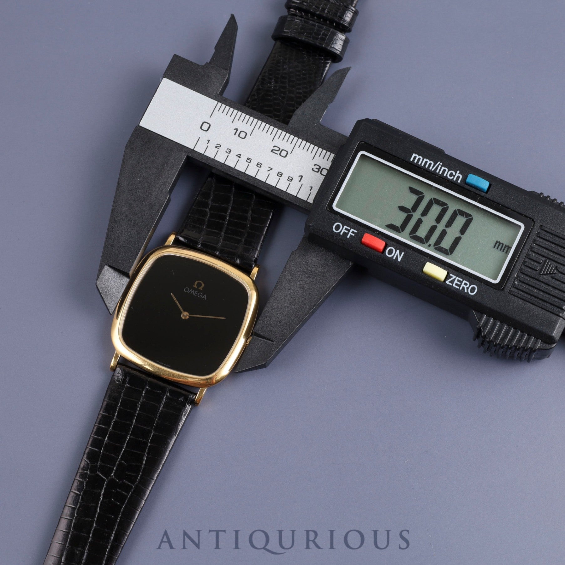 オメガ デ・ヴィル 195 077.2 クォーツ Cal.1378 GP 革 純正尾錠(GP)ブラック文字盤 オーバーホール済み