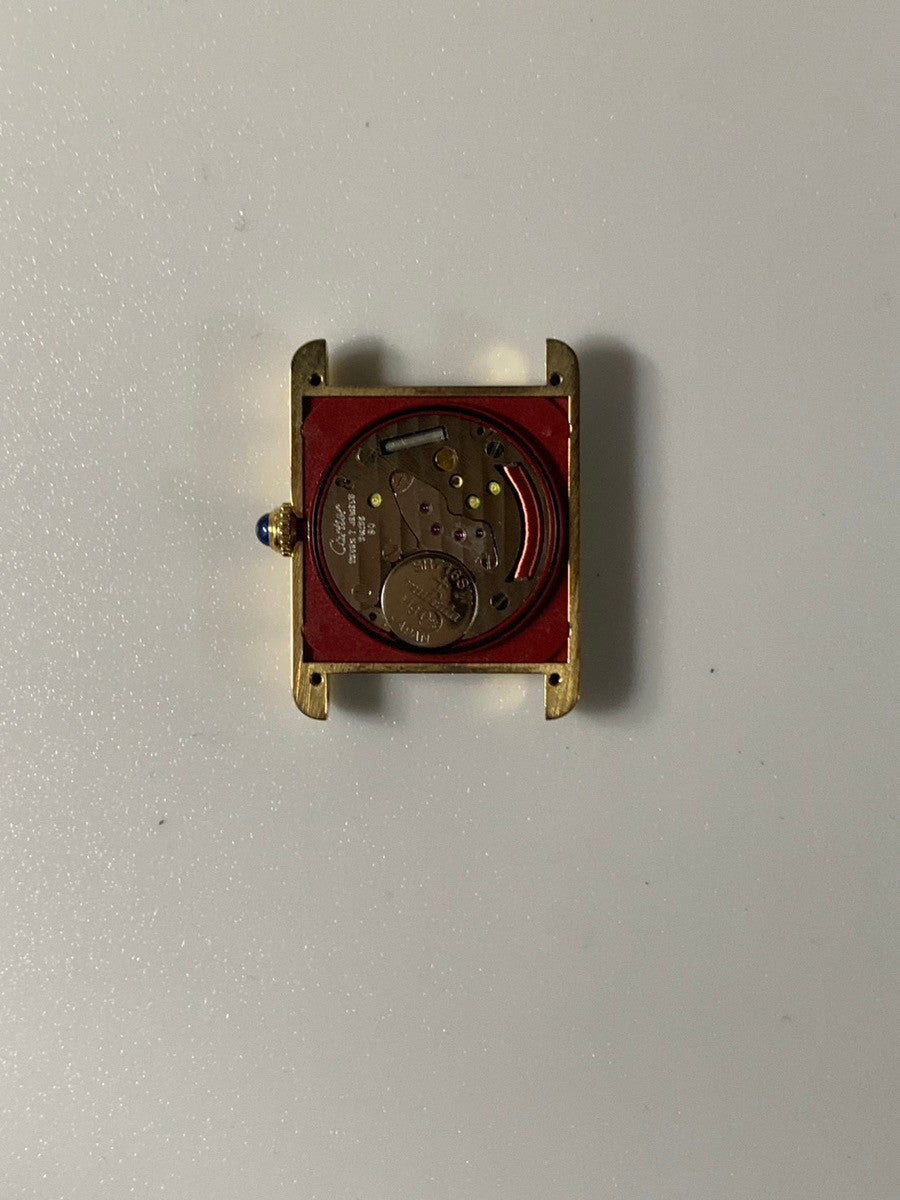 カルティエ マストタンク LM 590005 クォーツ Cal.90 SV925 革 純正ピンバックル(GP)アイボリーローマン文字盤(SWISS表記)箱 冊子 保証書(1987年) オーバーホール済み