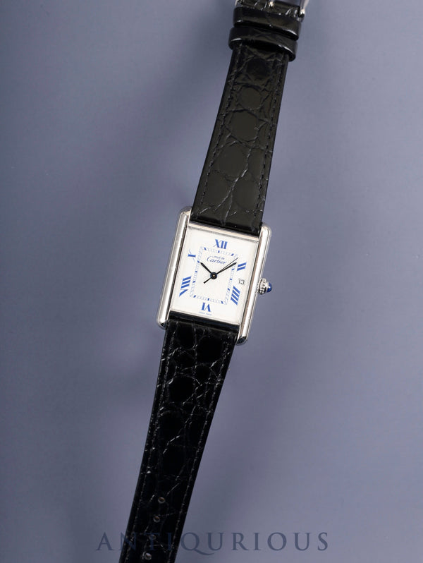 Cartier Must Tank GM (XL) W1014154 / 2414 Quartz Caliber 687 SV925 Leather Strap with Genuine Stainless Steel Buckle White Roman Dial (SWISS MADE) Circa 1990-2004 Overhauled