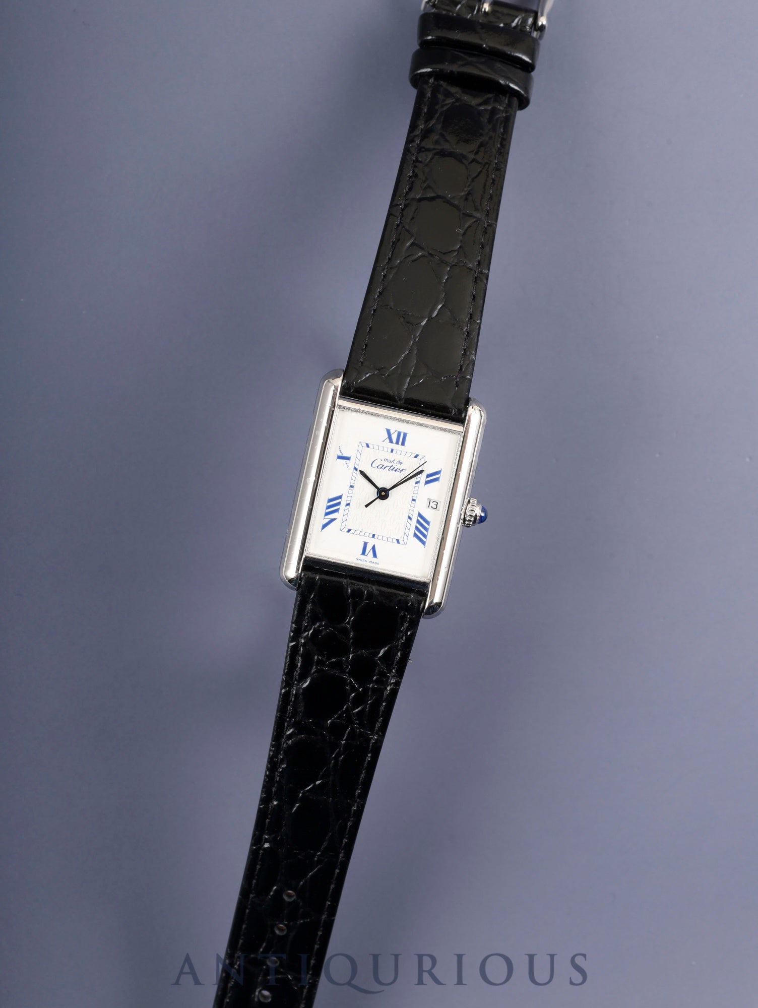 Cartier Must Tank GM (XL) W1014154 / 2414 Quartz Caliber 687 SV925 Leather Strap with Genuine Stainless Steel Buckle White Roman Dial (SWISS MADE) Circa 1990-2004 Overhauled