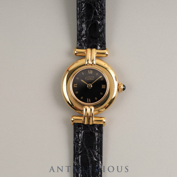 カルティエ マストコリゼ QZ W1000753(590002)925 純正革ベルト 純正Dバックル ブラック文字盤