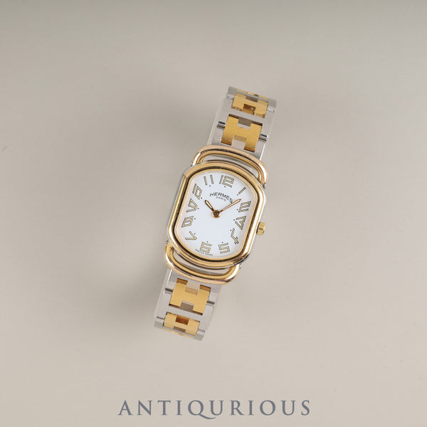 エルメス ラリー 77.03 クォーツ Cal.976.001 SS/GP SS/GP ホワイト文字盤 オーバーホール済み