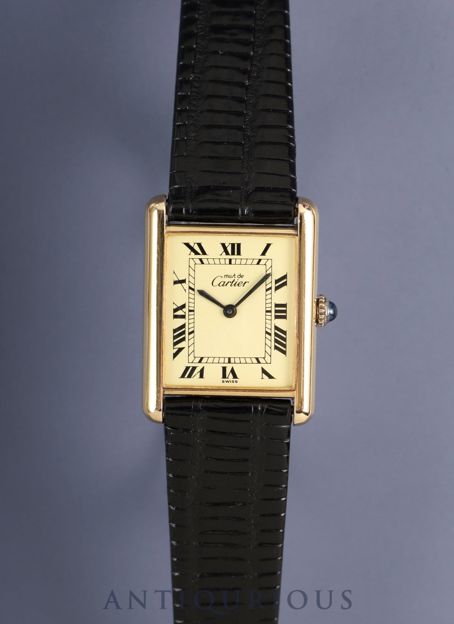 カルティエ マストタンク LM 手巻き Cal.78-1 SV925 革 純正尾錠(GP)アイボリーローマン文字盤(SWISS表記)オーバーホール済み