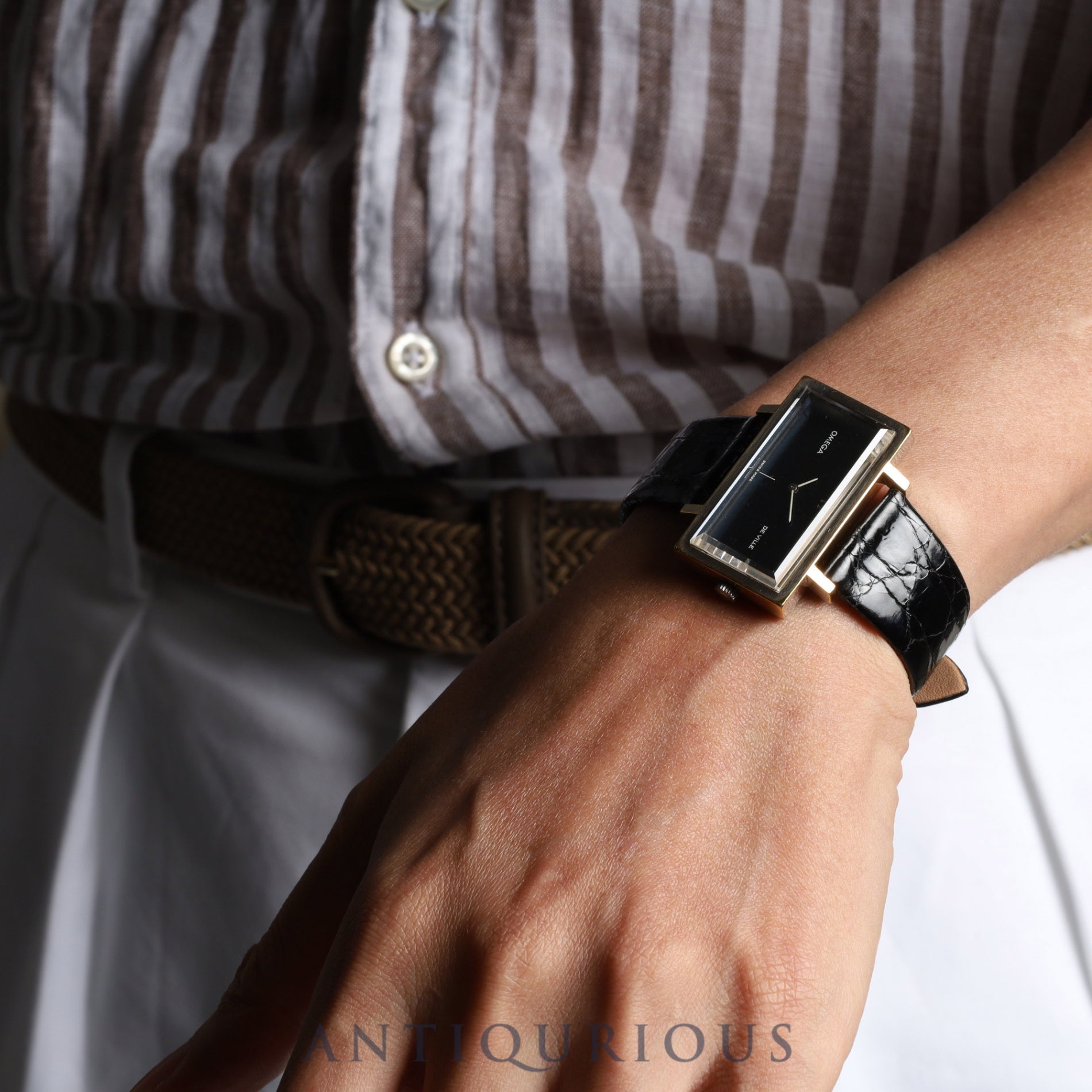 オメガ デ・ヴィル 5110383 手巻き Cal.620 SS 革 純正尾錠(SS) ネイビー文字盤 オーバーホール済み