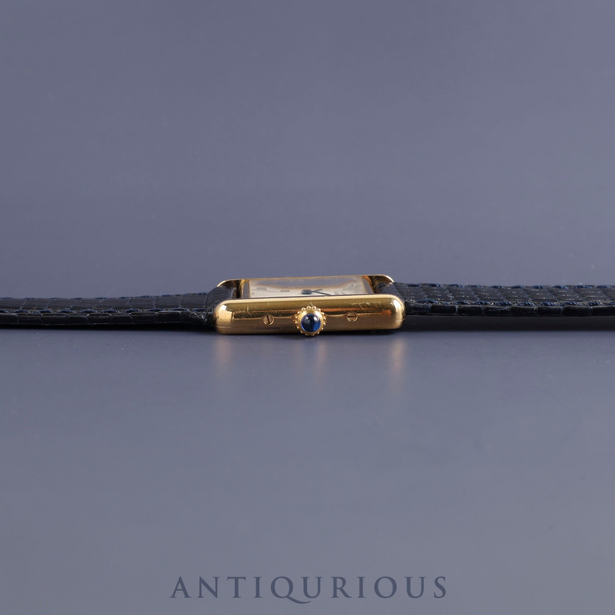 Cartier Must Tank SM 5057001 Quartz Cal.057 SV925 Leather Genuine Buckle (GP) Straight Roman Dial Overhauled