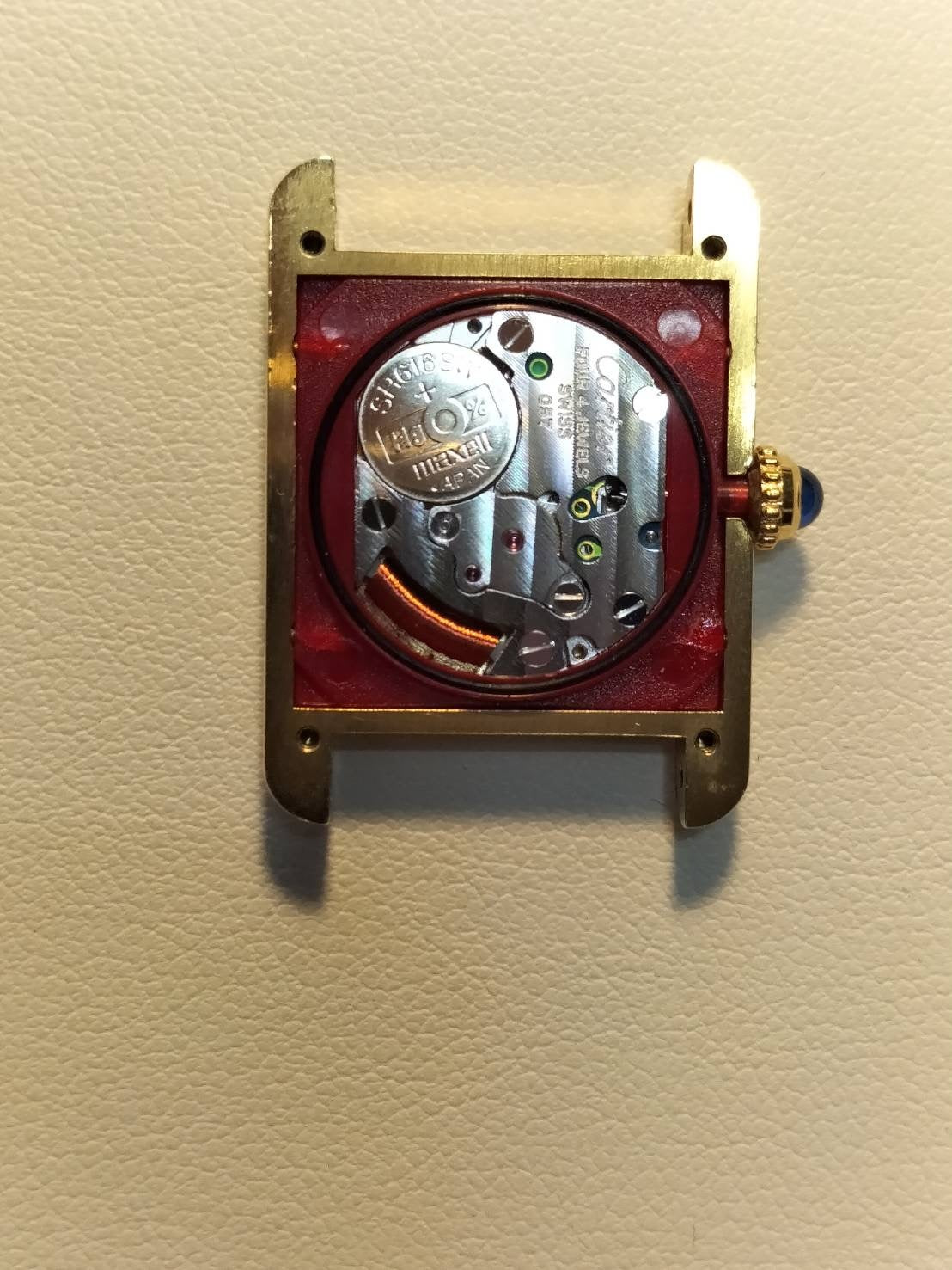 Cartier Must Tank SM W1008354 / 1613 Quartz Cal.057 SV925 Leather Genuine D Buckle (GP) Flying Arabic CC Dial Overhauled