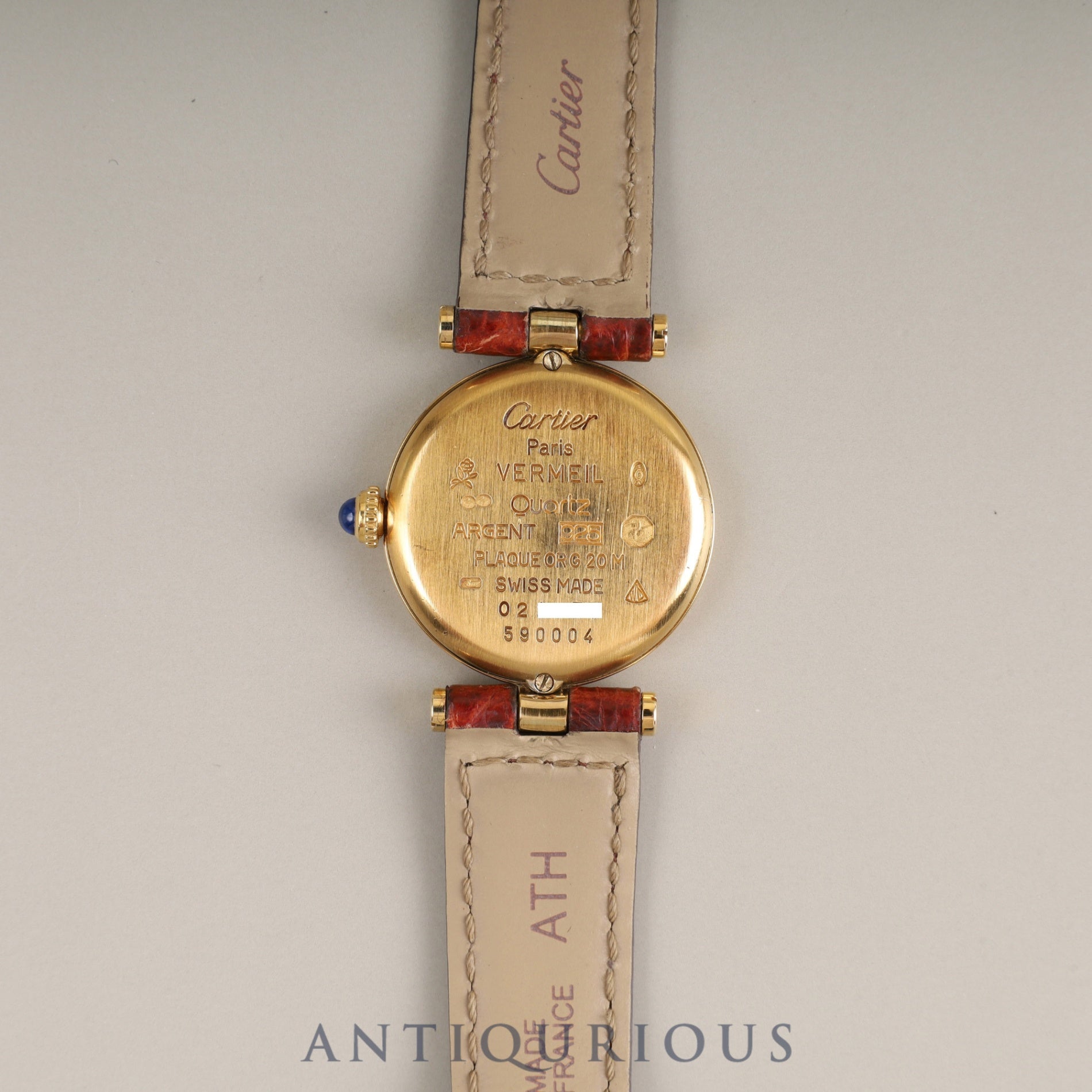 カルティエ マスト ヴァンドーム VLC SM 590004 クォーツ Cal.690 SV925 純正革ベルト 純正尾錠(GP) アイボリーローマン文字盤 オーバーホール済み